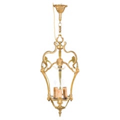 Antique Gilt Bronze Lantern with Bow Glass in the Louis XV Style