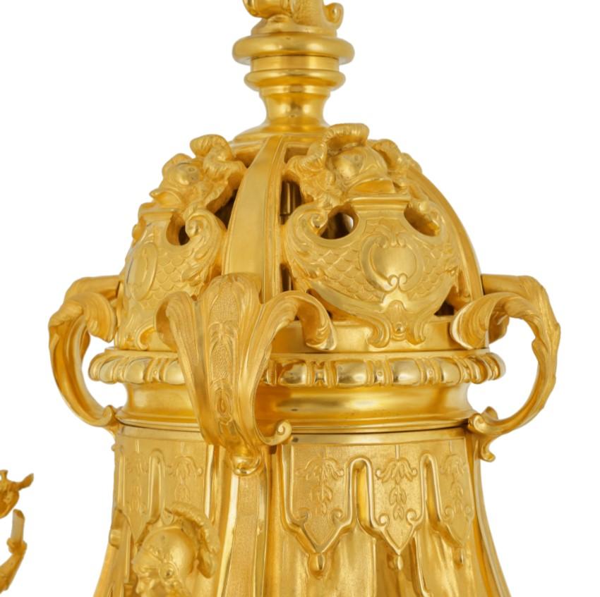 Napoleon III Gilt Bronze Lantern with Warrior Figures For Sale