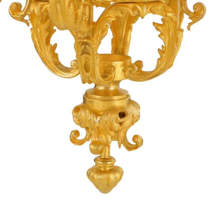 French Gilt Bronze Lantern with Warrior Figures For Sale