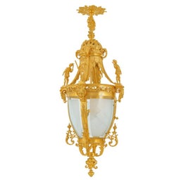 Antique Gilt Bronze Lantern with Warrior Figures