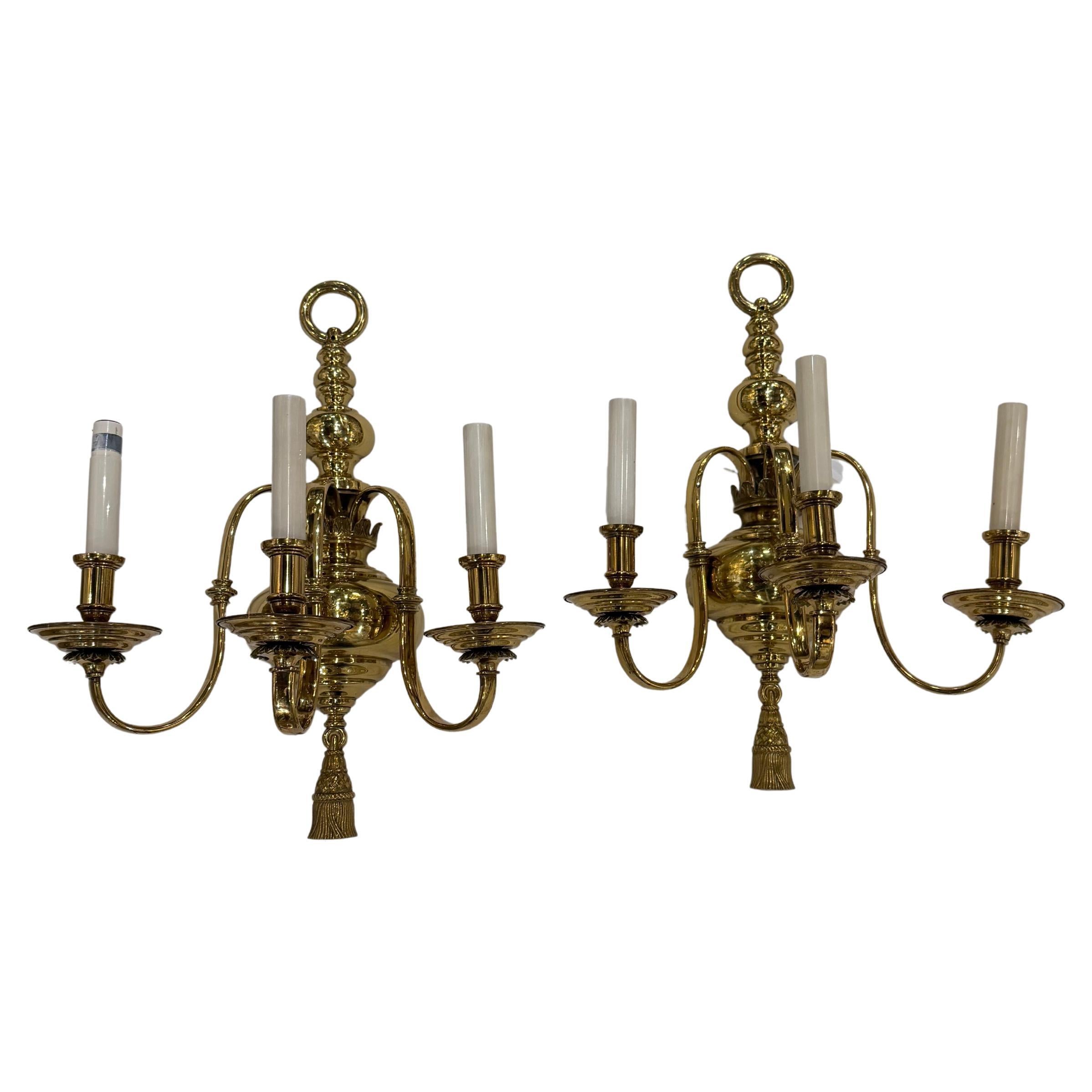 Apliques grandes de bronce dorado de estilo federal