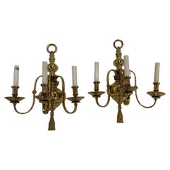 Gilt bronze large Federal style sconces