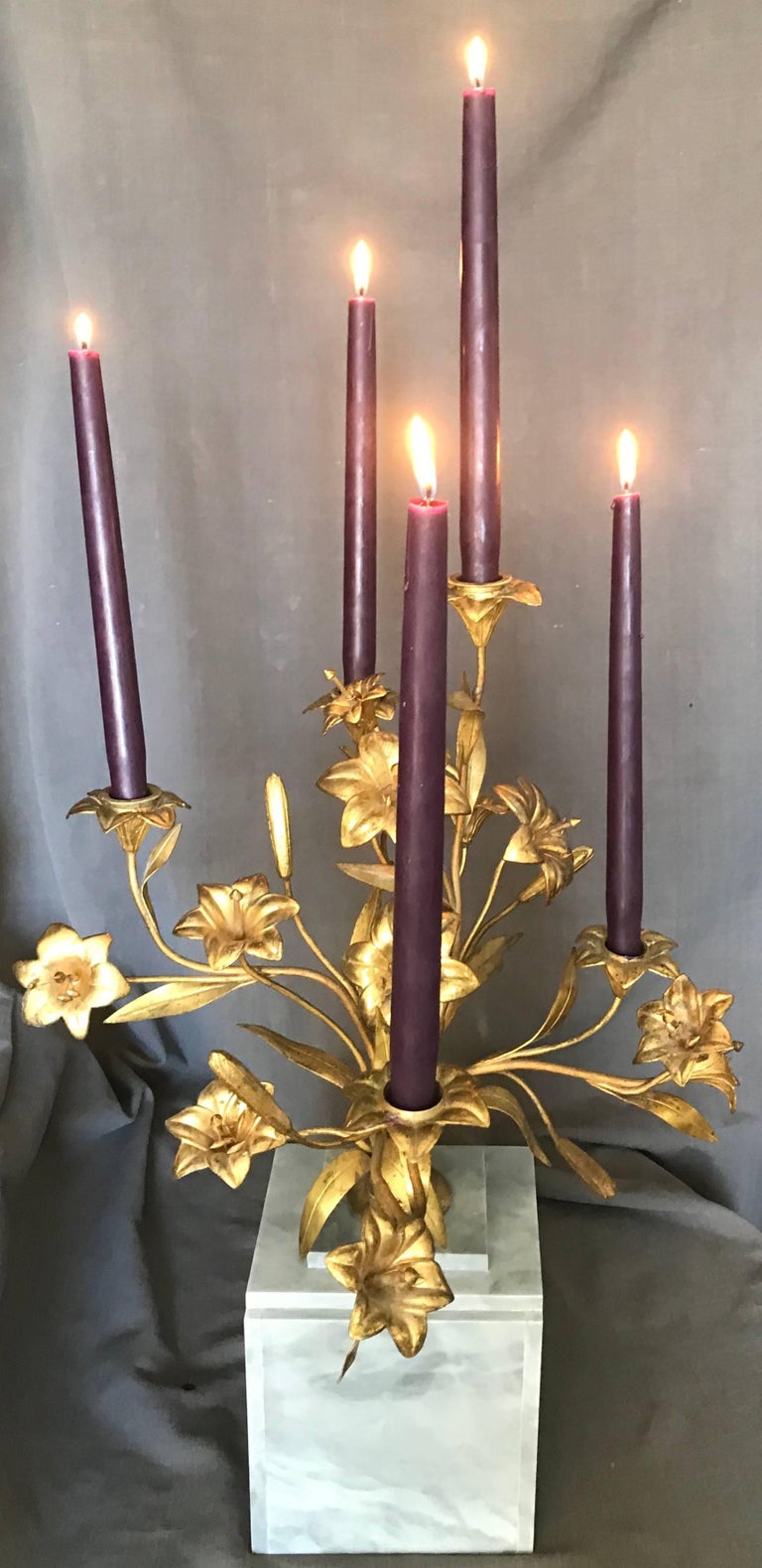 Gilt Bronze Lily Candelabra For Sale at 1stDibs bronze candelabra