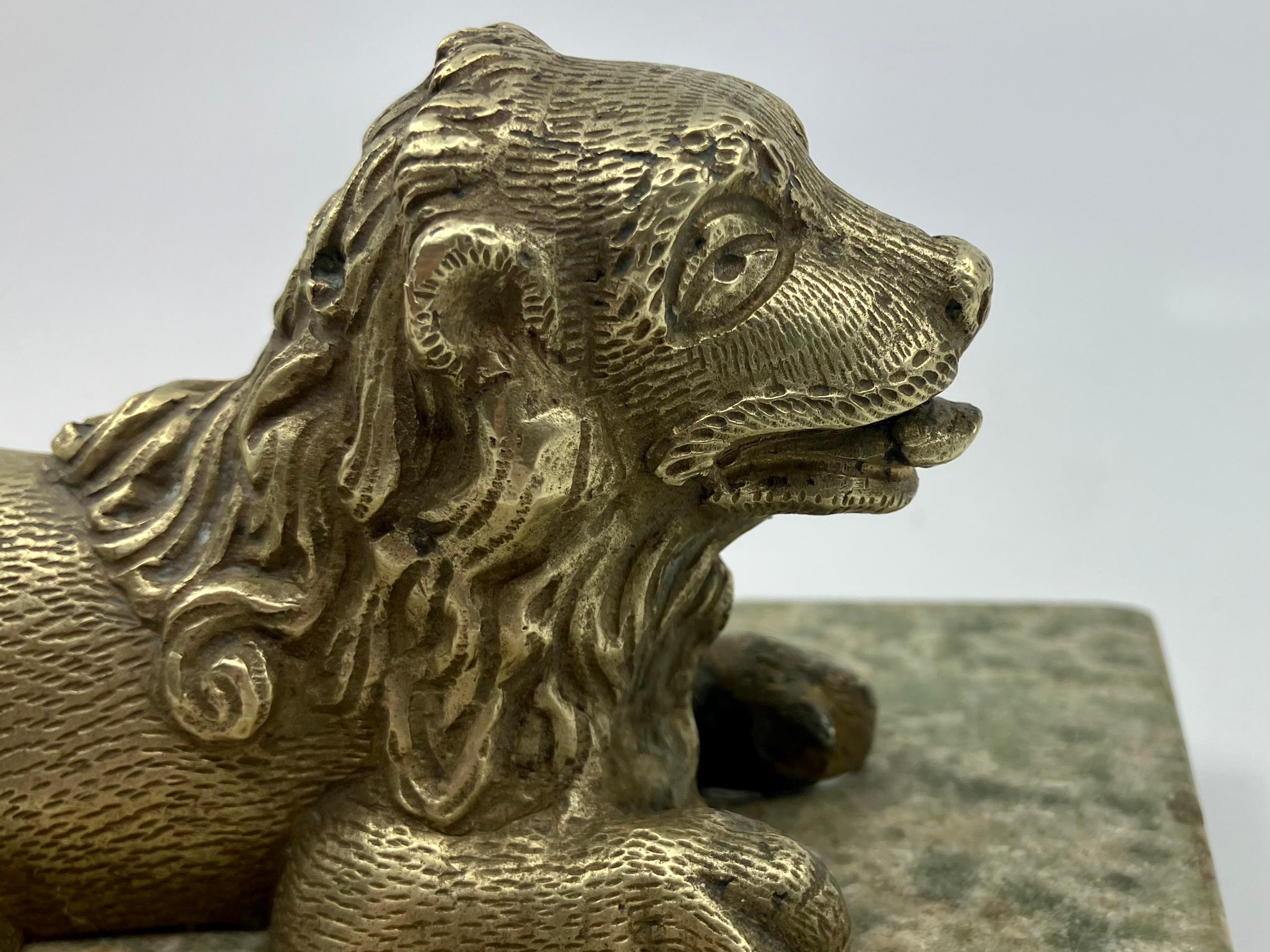 Gilt Bronze Lion on Marble Base For Sale 3