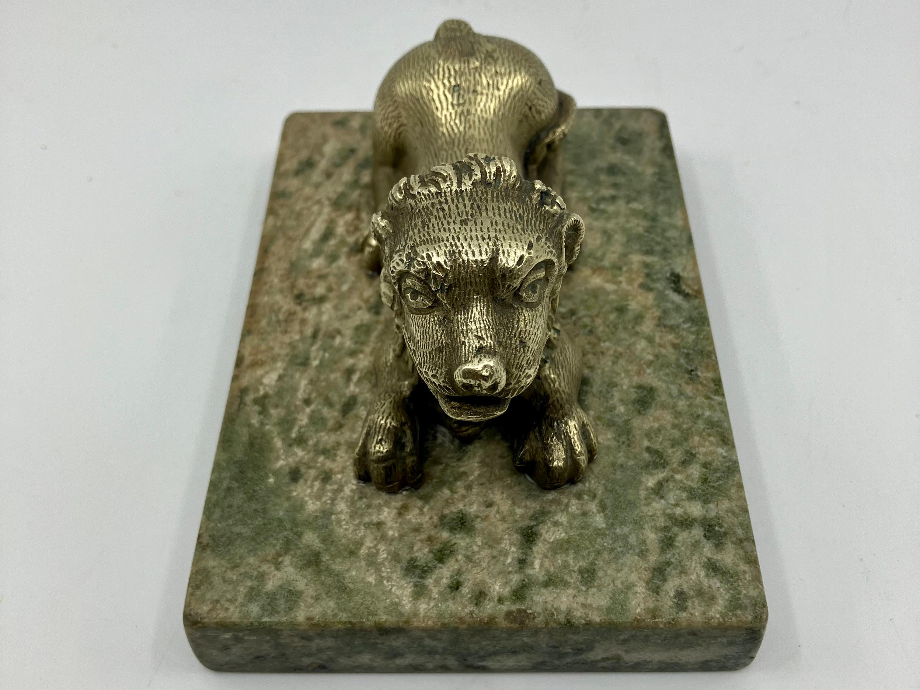 Baroque Gilt Bronze Lion on Marble Base For Sale