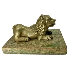 Gilt Bronze Lion on Marble Base