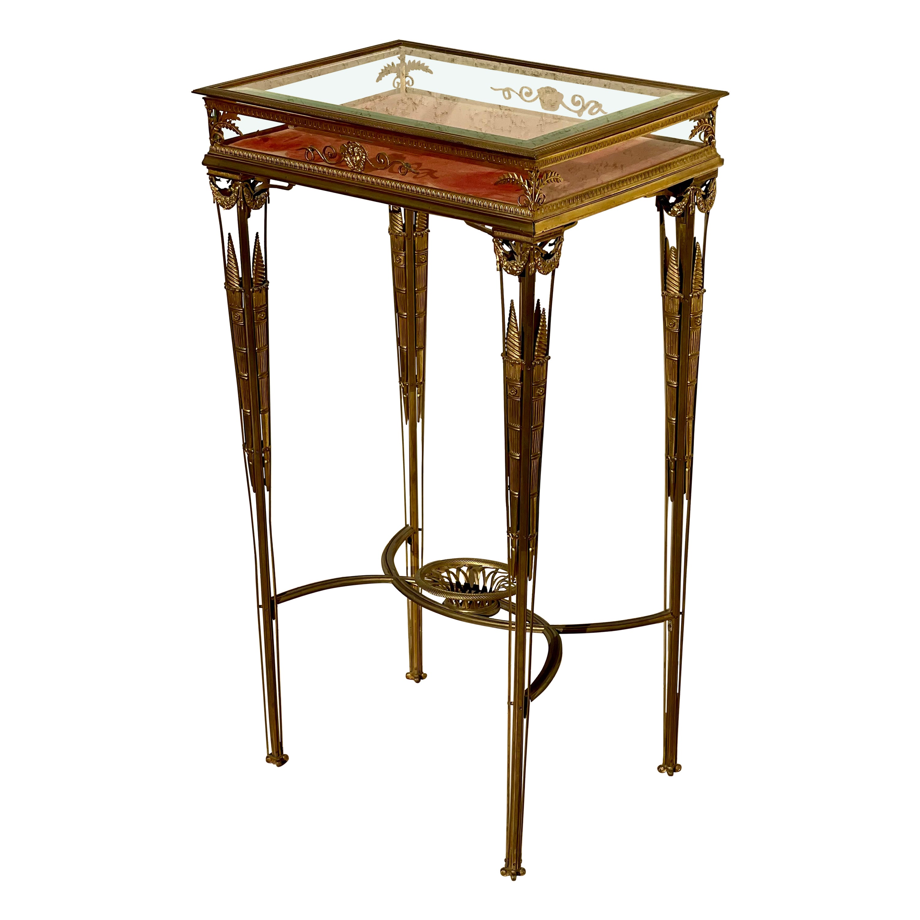 Piccola Vitrina in bronzo dorato in stile Luigi XVI