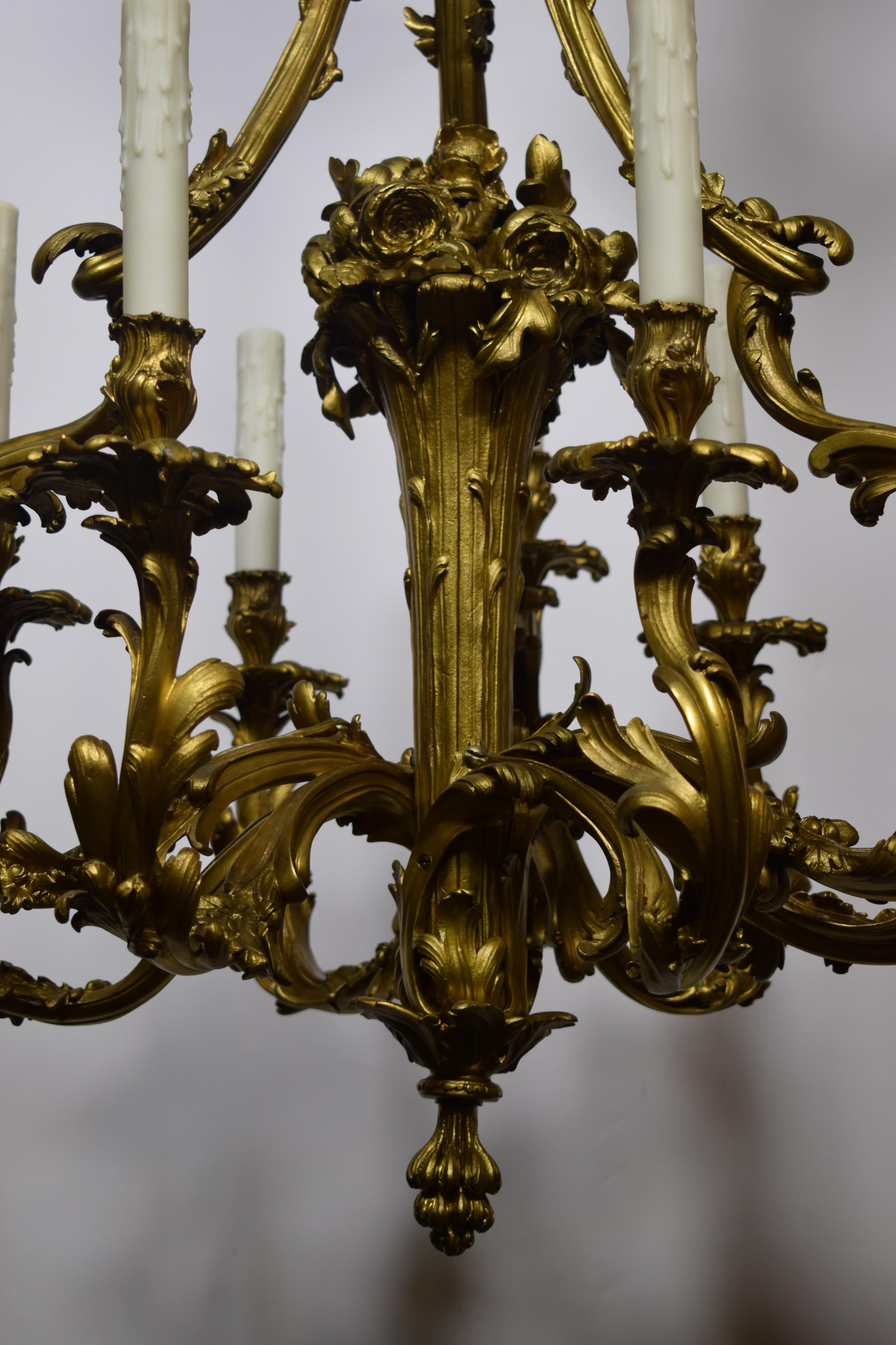Gilt Bronze Louis XV style Chandelier. For Sale 9