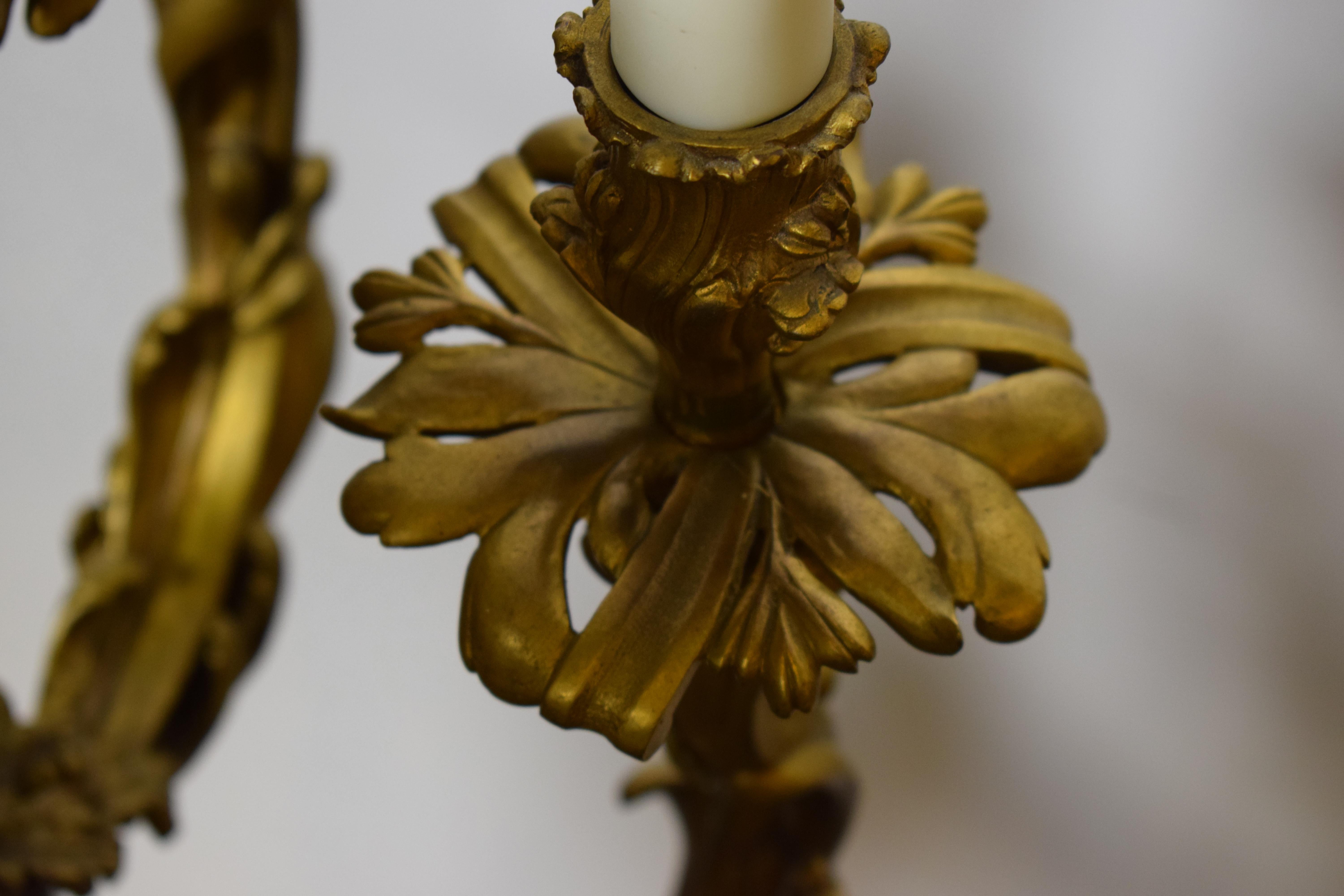 Gilt Bronze Louis XV style Chandelier. For Sale 11