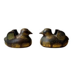 Gilt Bronze Mandarin Duck Screen Holders