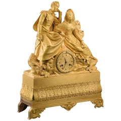 Antique Gilt bronze mantel clock, Couple. 19th century. In working order.