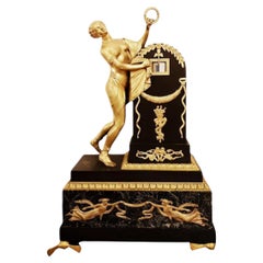 Reloj de manto de bronce dorado de Claude Galle, Imperio francés, circa 1805