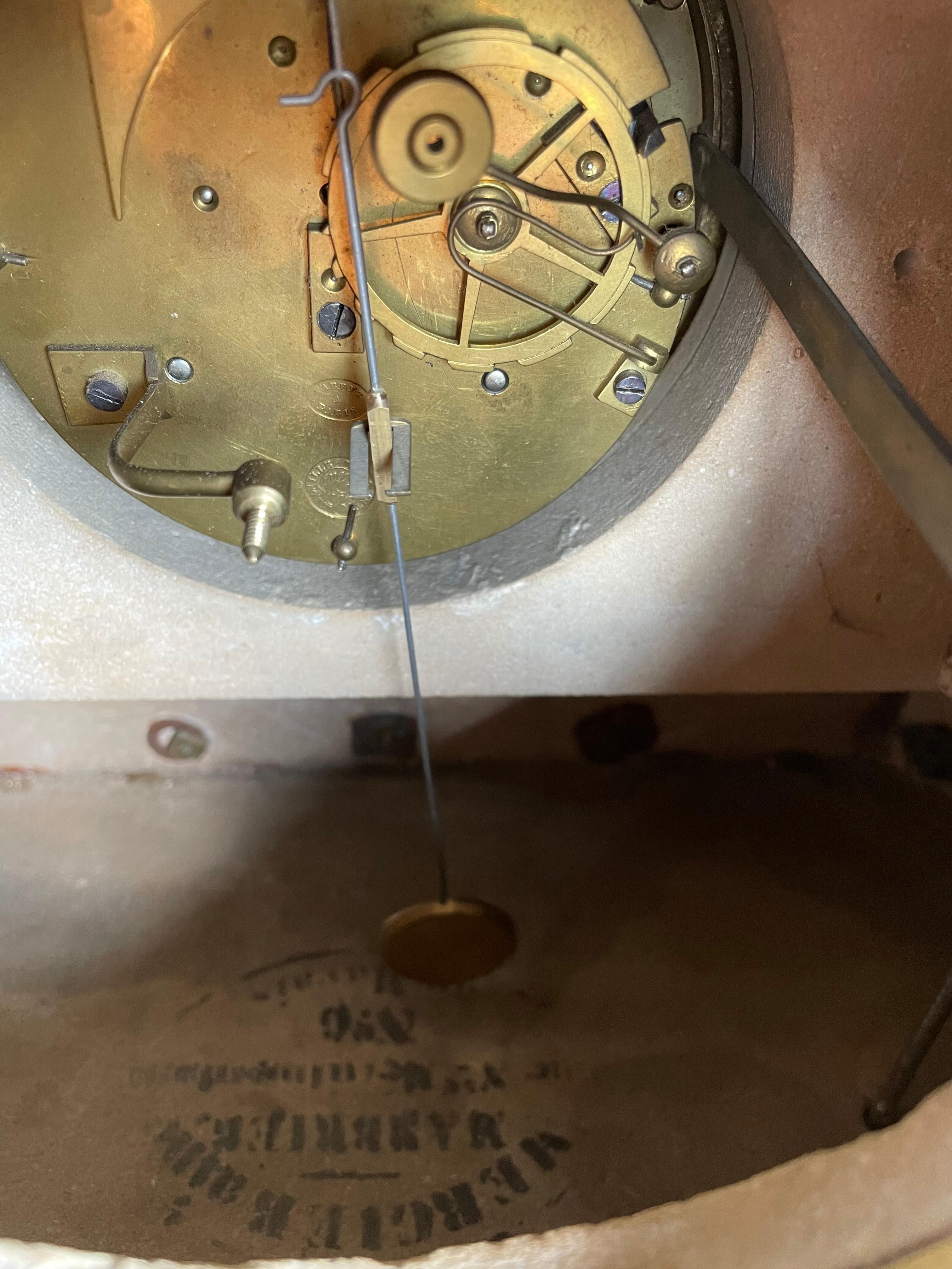 Gilt Bronze & Marble Belle Époque Mantel Clock w. Infant Bacchus Sculpture 1870s 8