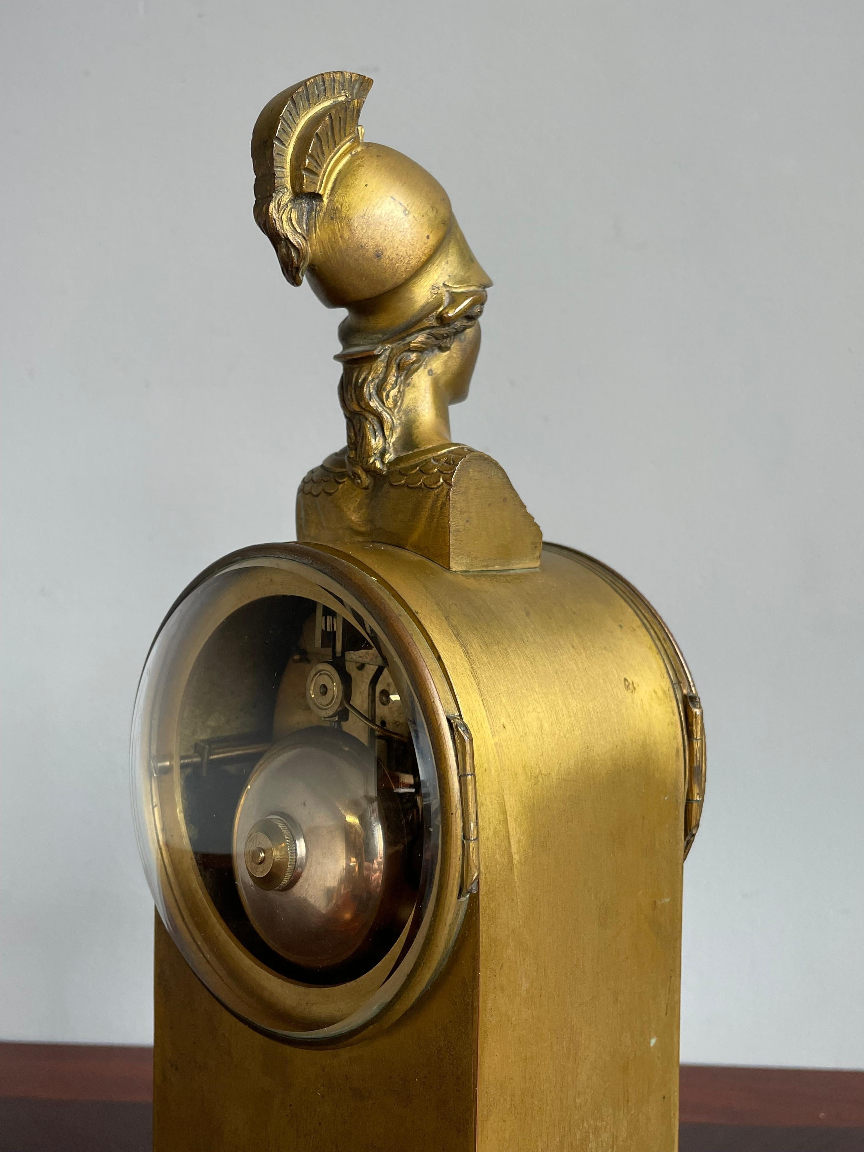 Gilt Bronze & Marble Greek Revival Mantel Clock w. Goddess Athena Sculpture 1880 6