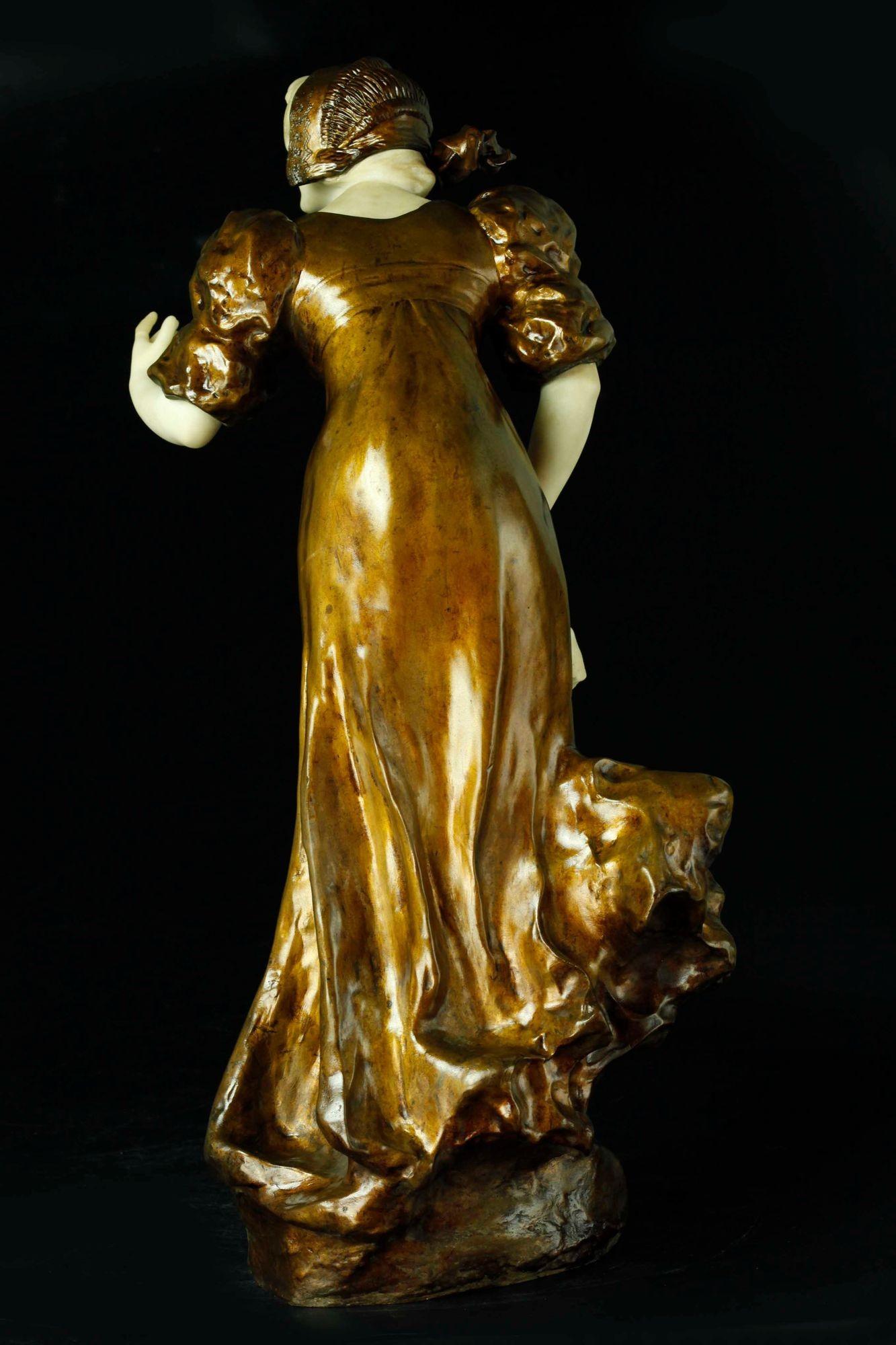 Skulptur aus vergoldeter Bronze und Marmor von A. Gory, ca. 1920er Jahre im Zustand „Gut“ im Angebot in Los Angeles, CA