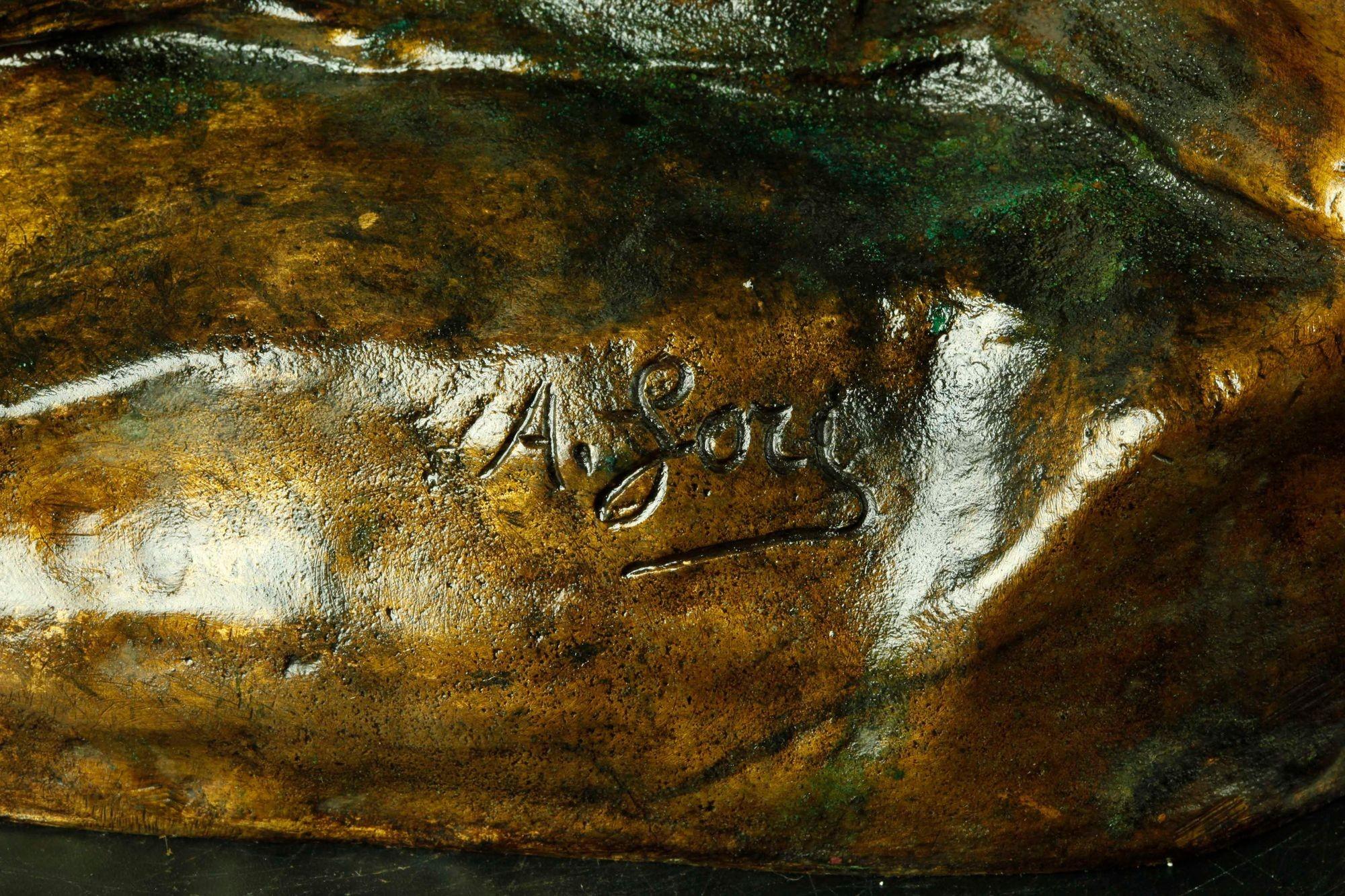 Skulptur aus vergoldeter Bronze und Marmor von A. Gory, ca. 1920er Jahre im Angebot 2