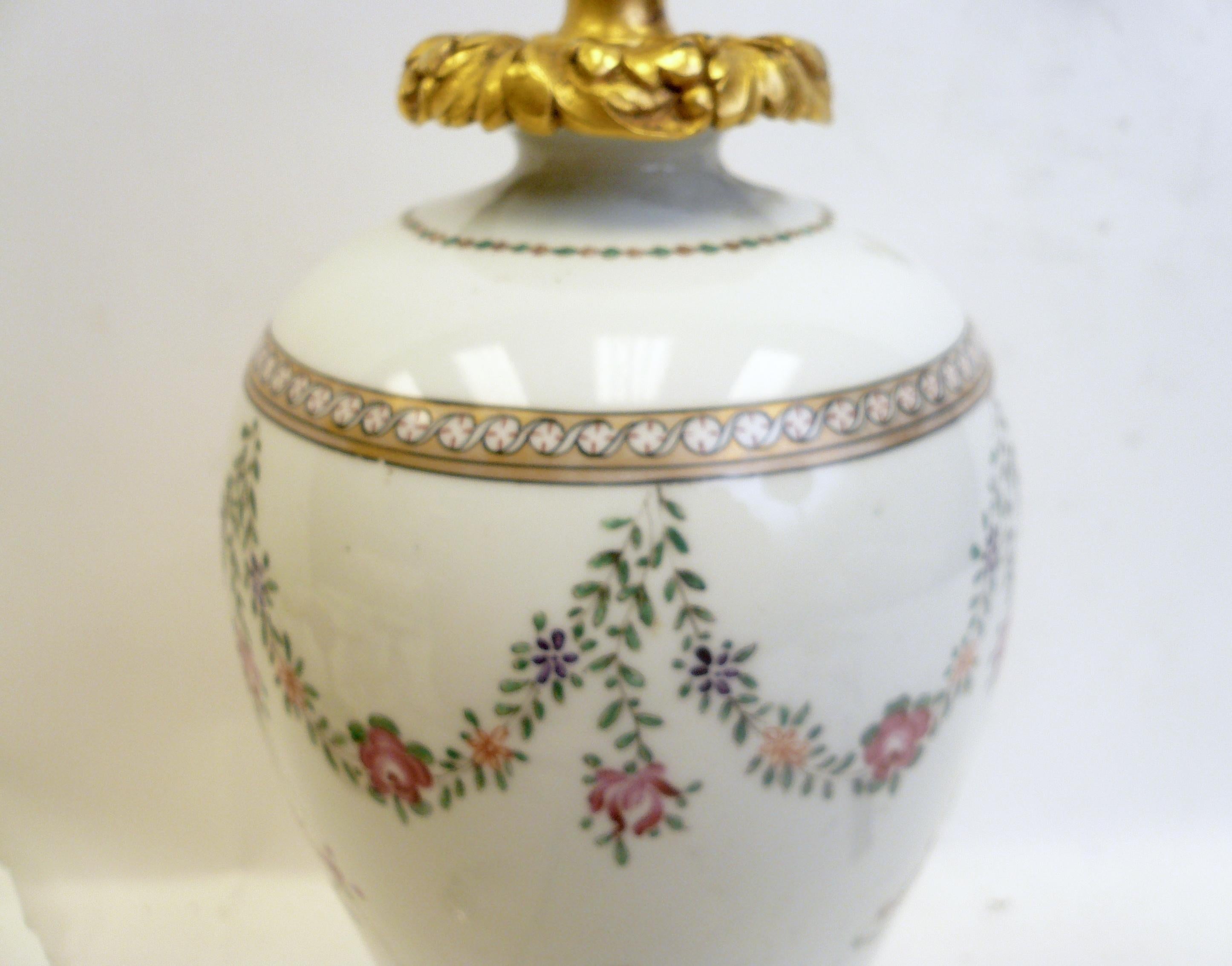 20th Century Gilt Bronze Mounted Chinese Export Porcelain Lamp by E F Caldwell For Sale