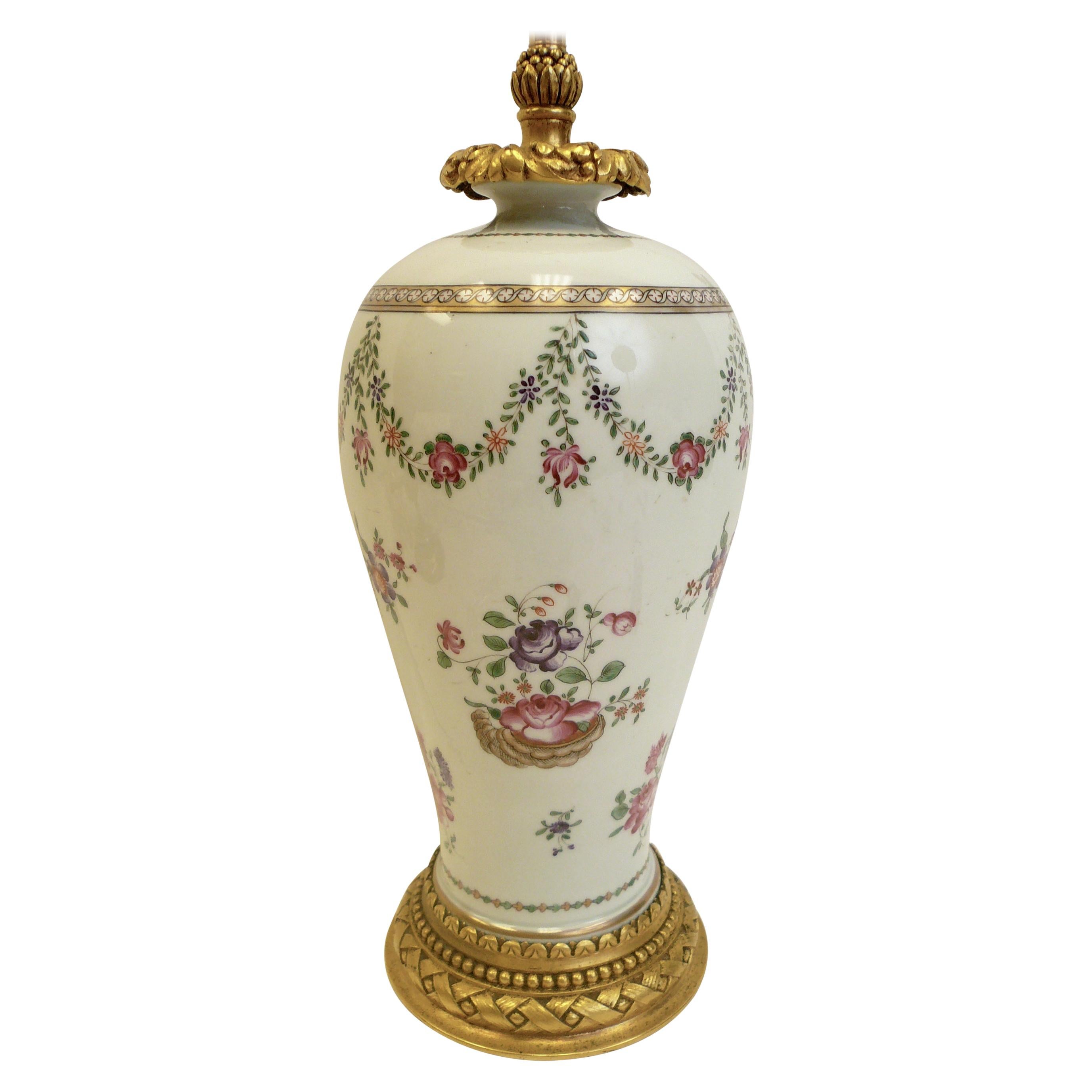Gilt Bronze Mounted Chinese Export Porcelain Lamp by E F Caldwell