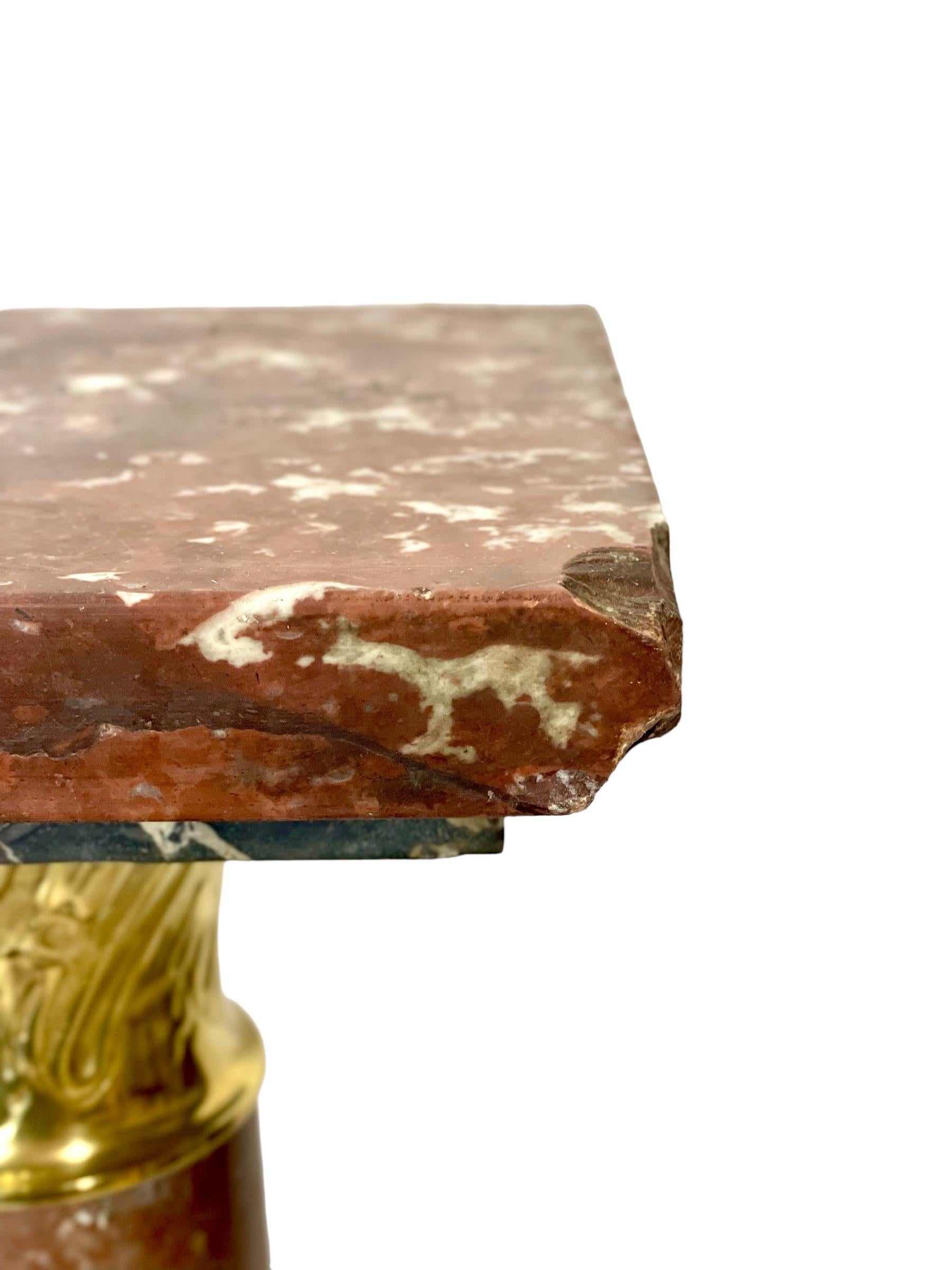 Louis XVI Deep Red Marble Pedestal with Gilt Bronze  For Sale 2