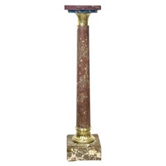 Deep Red Marble Pedestal with Gilt Bronze in a Louis XVI Style