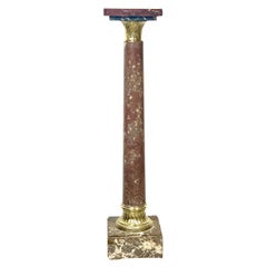 Antique Louis XVI Deep Red Marble Pedestal with Gilt Bronze 