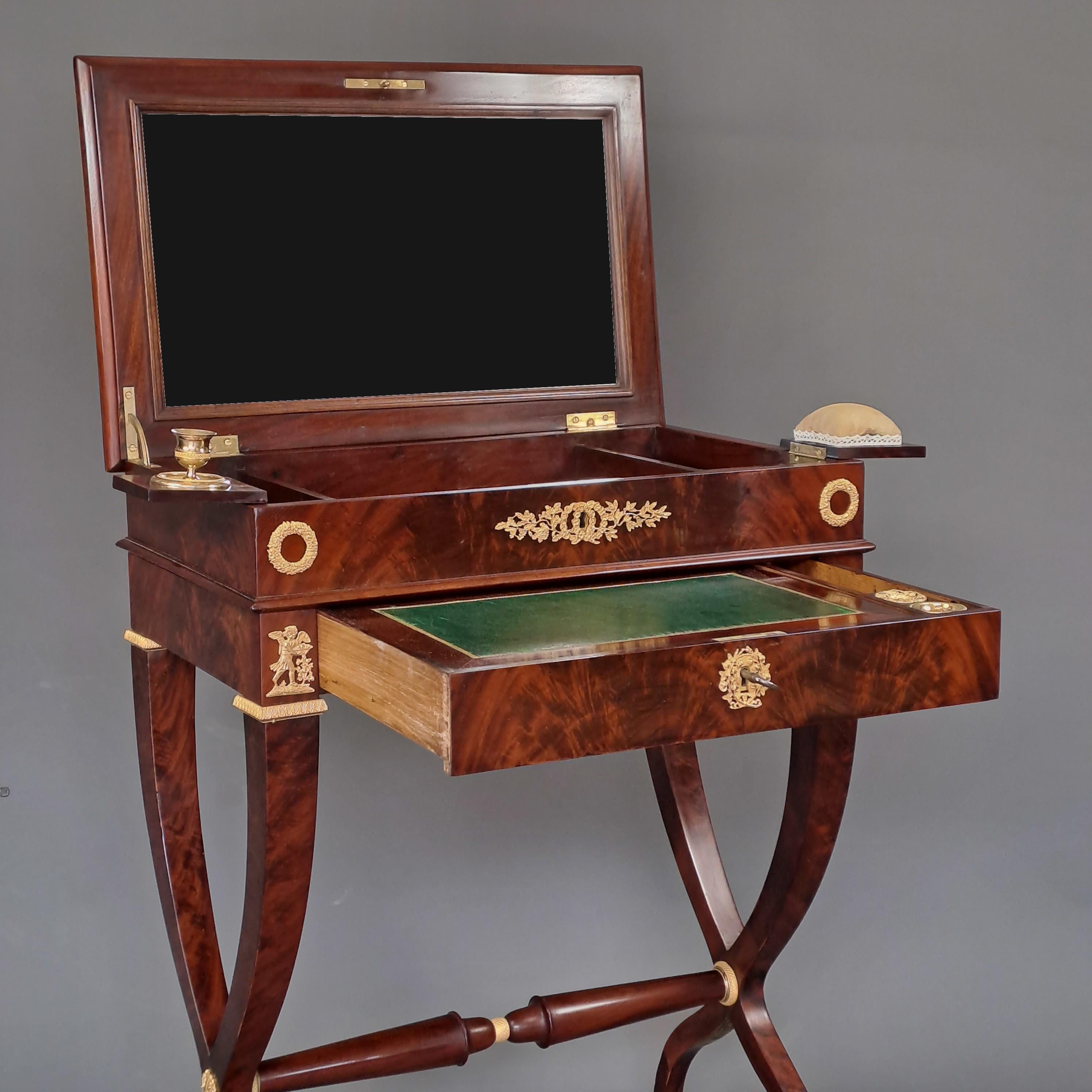 Gilt Bronze Mounted Empire Work Table in Mahogany 2