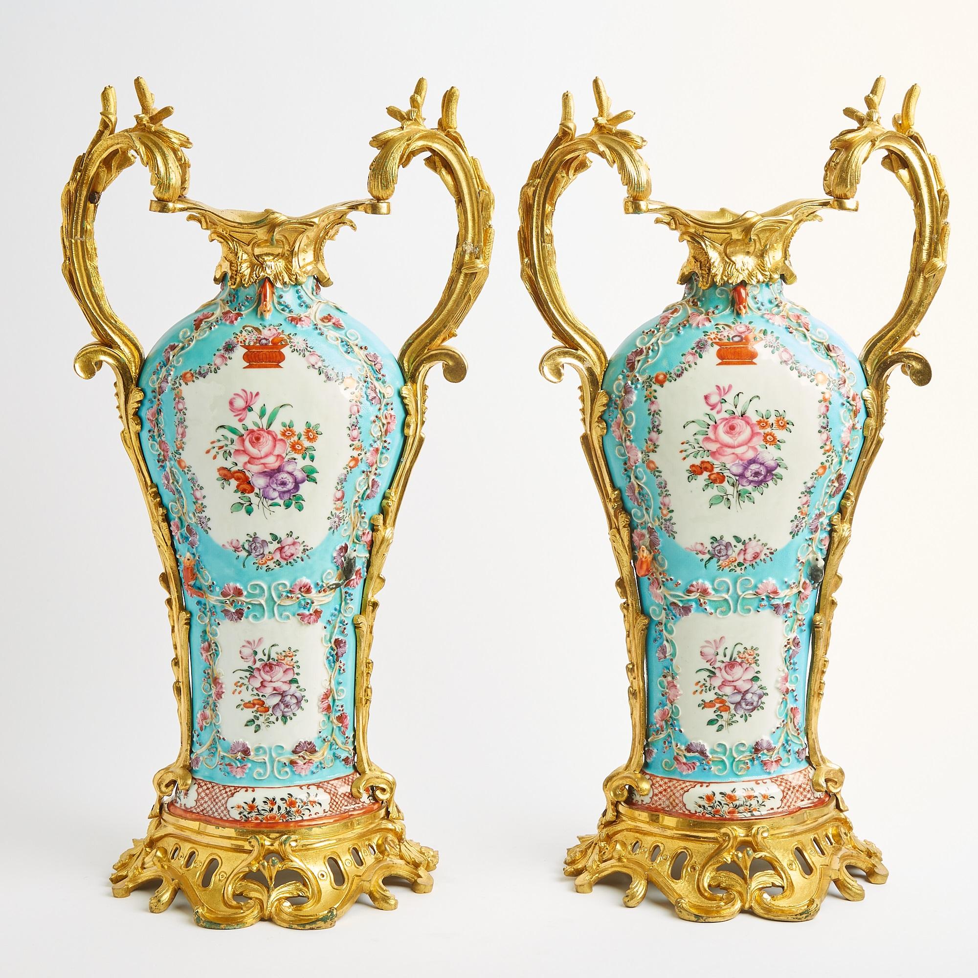 Gilt Bronze-Mounted English Samson Porcelain Decorative Urns For Sale 9
