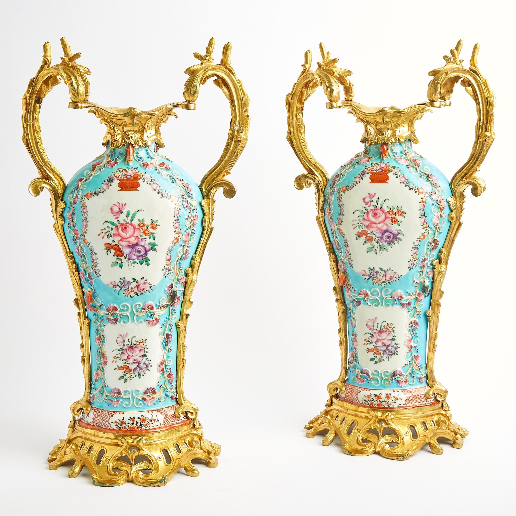 Louis Philippe Gilt Bronze-Mounted English Samson Porcelain Decorative Urns For Sale