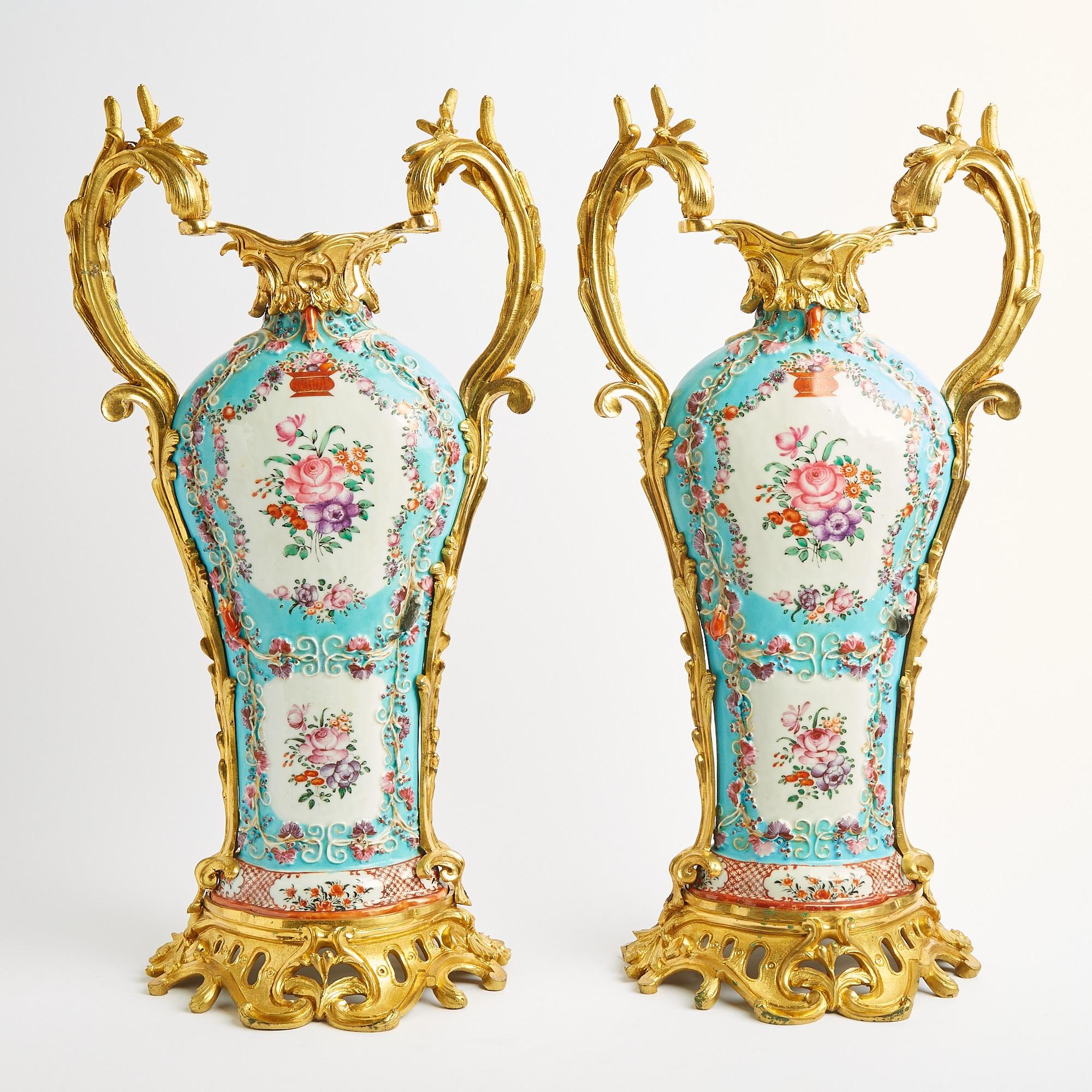Gilt Bronze-Mounted English Samson Porcelain Decorative Urns For Sale 3