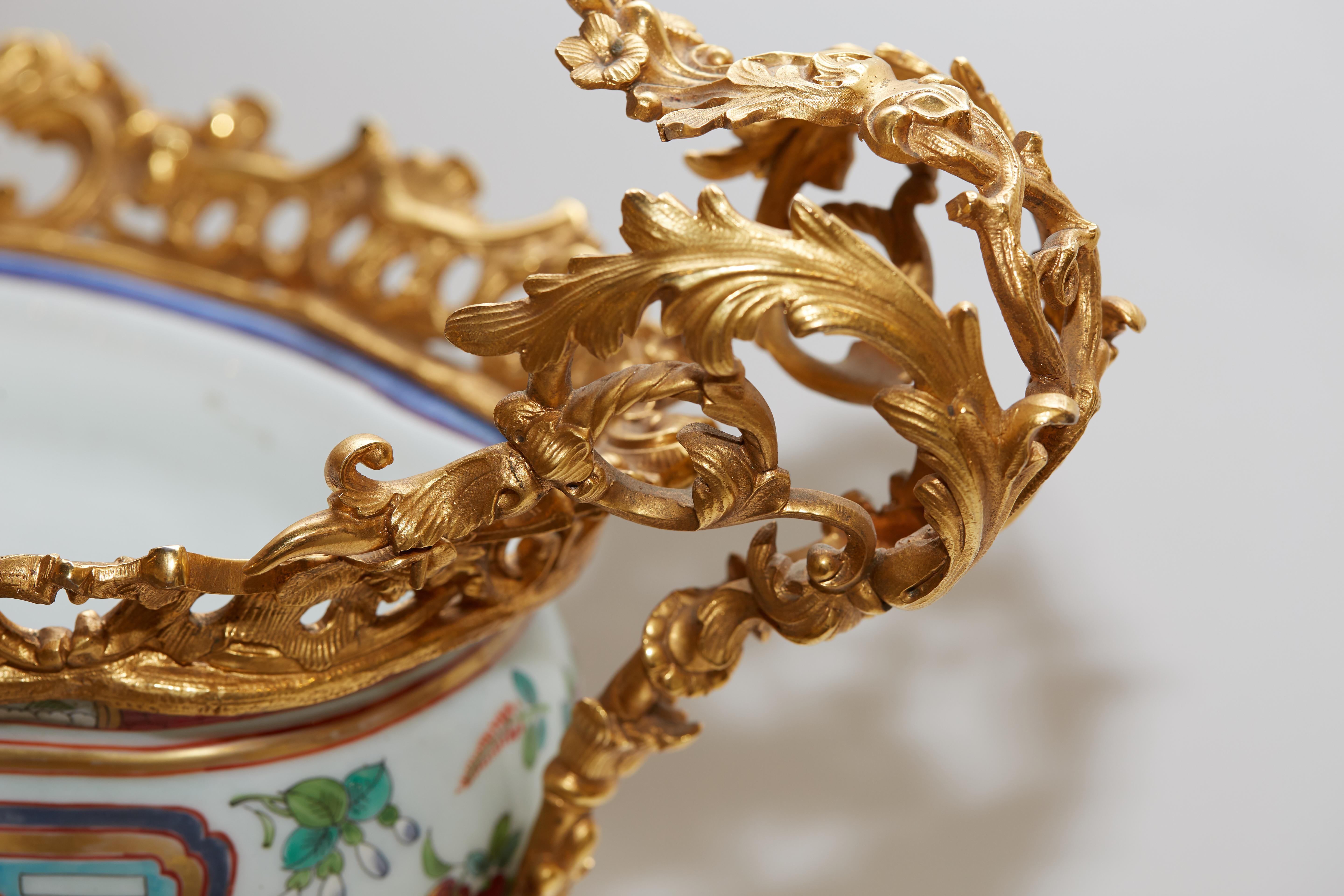 French Gilt Bronze Mounted Famille Rose Porcelain Bowl