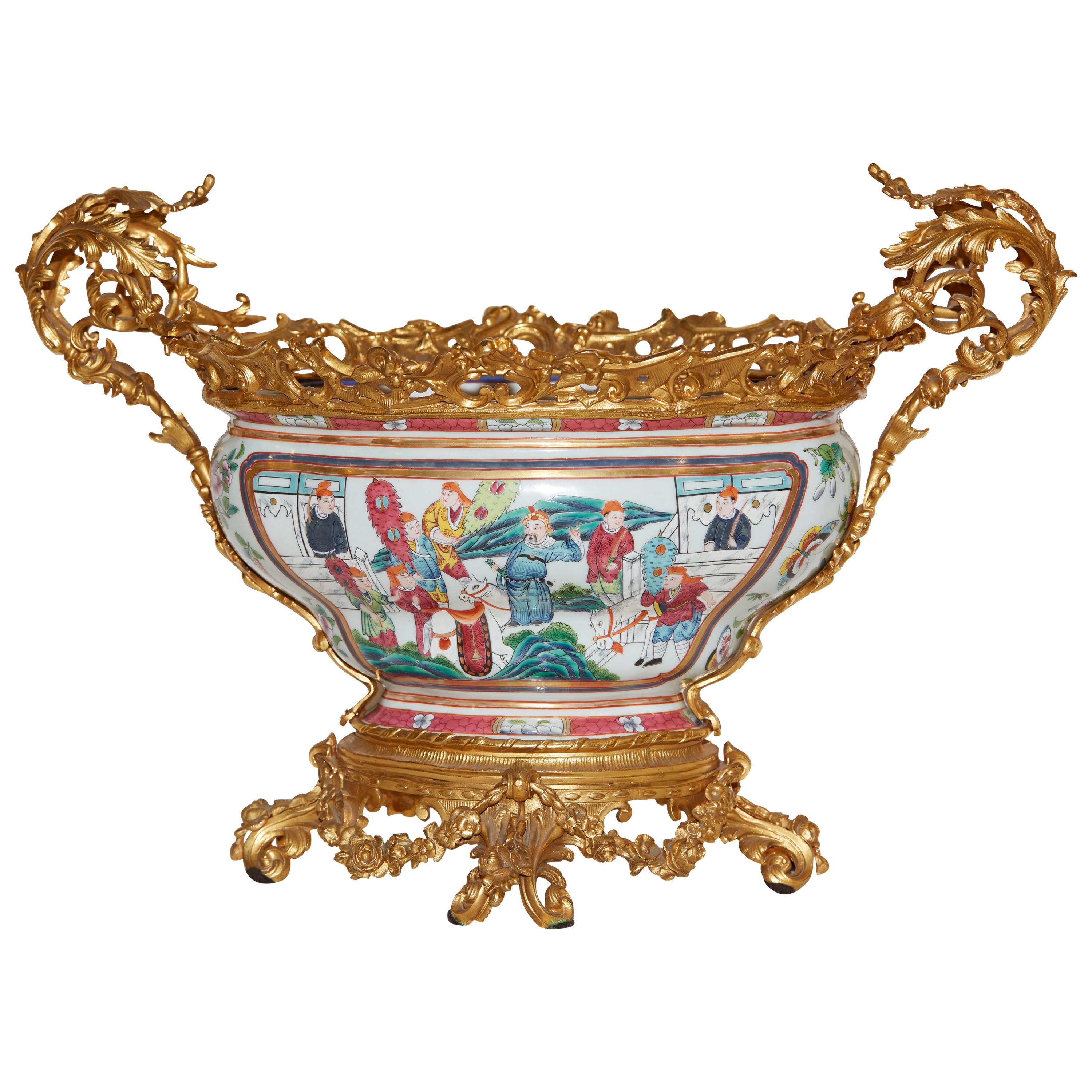 Gilt Bronze Mounted Famille Rose Porcelain Bowl