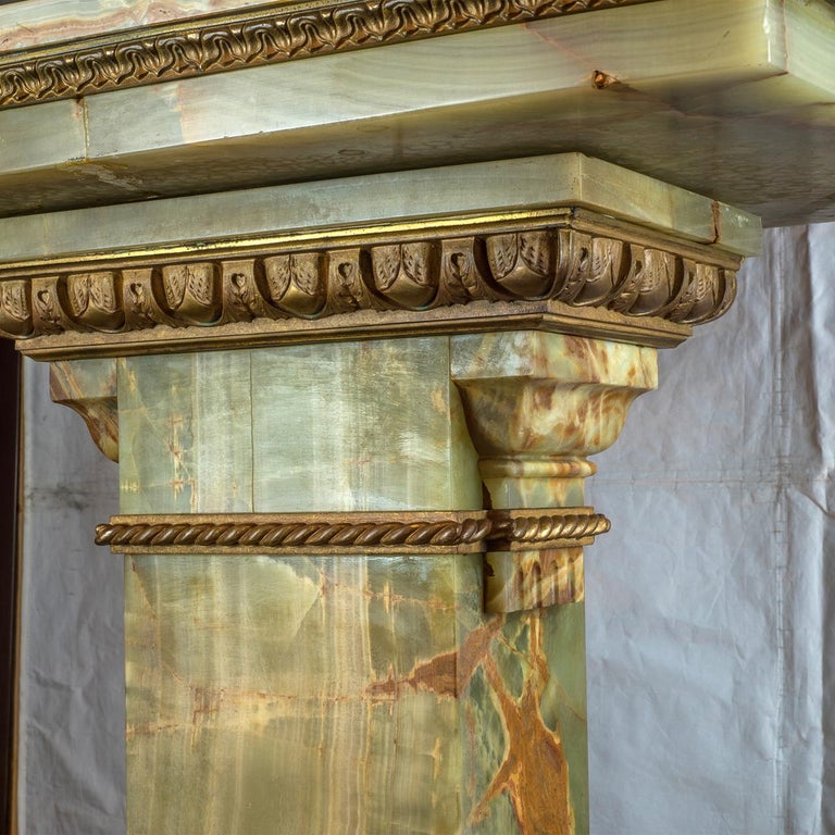 GiltBronze Mounted Green Onyx Pedestal with Revolving Top For Sale at