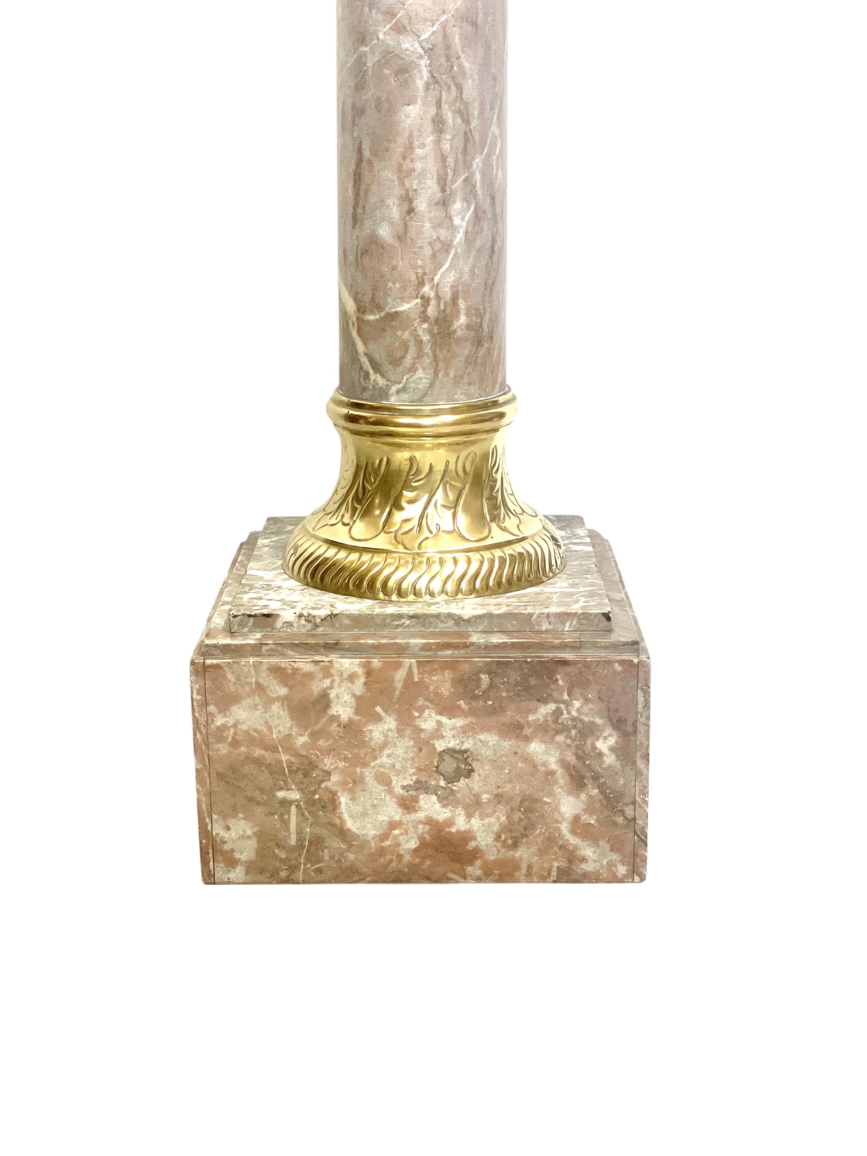 Grey Marble Pedestal with Gilt Bronze in a Louis XVI Style For Sale 3