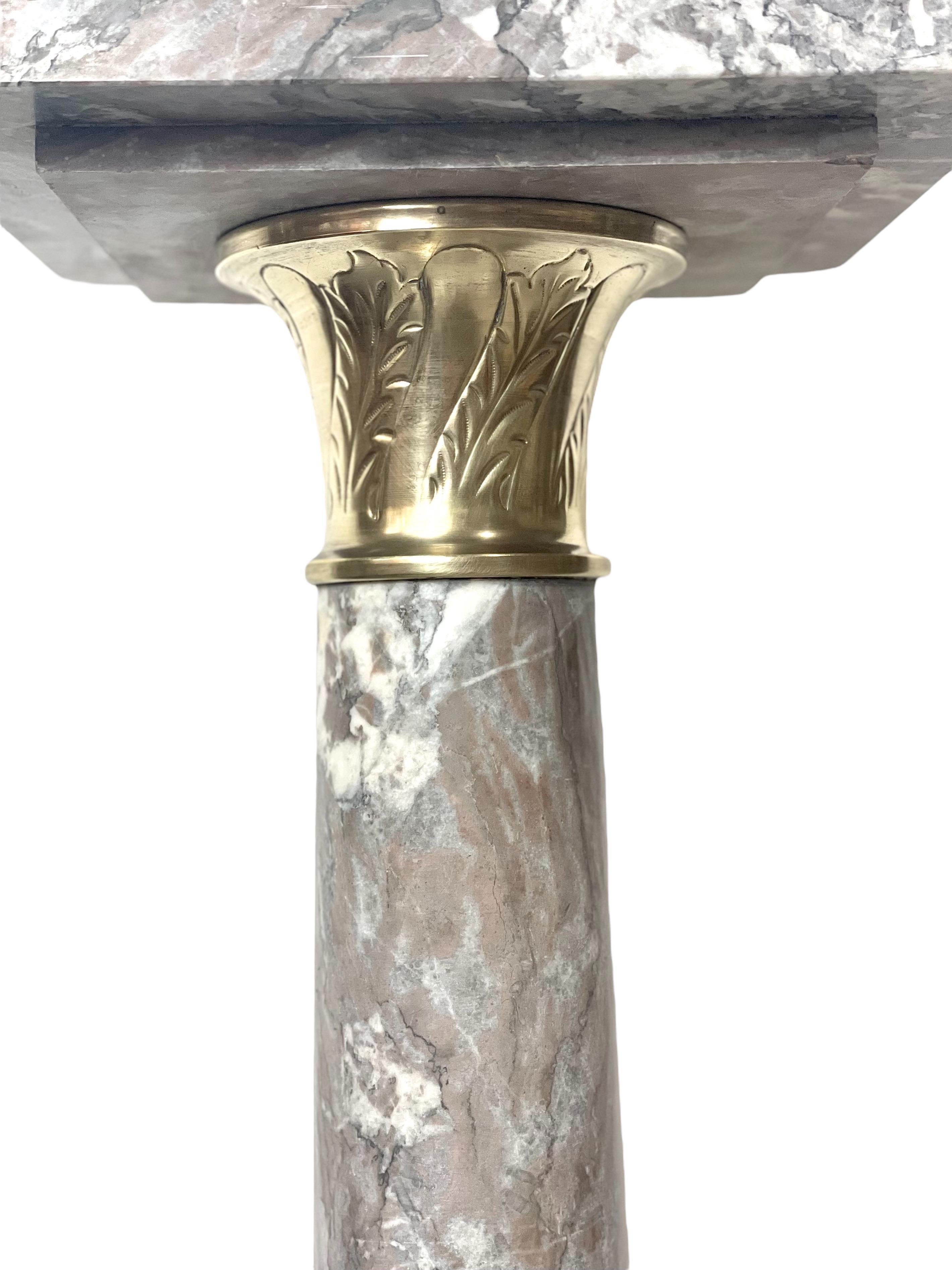Grey Marble Pedestal with Gilt Bronze in a Louis XVI Style For Sale 4