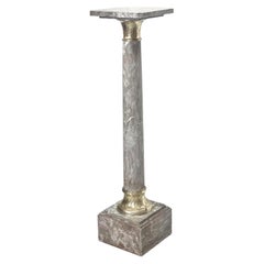 Gilt Bronze Mounted Grey Marble Pedestal in a Louis XVI Style