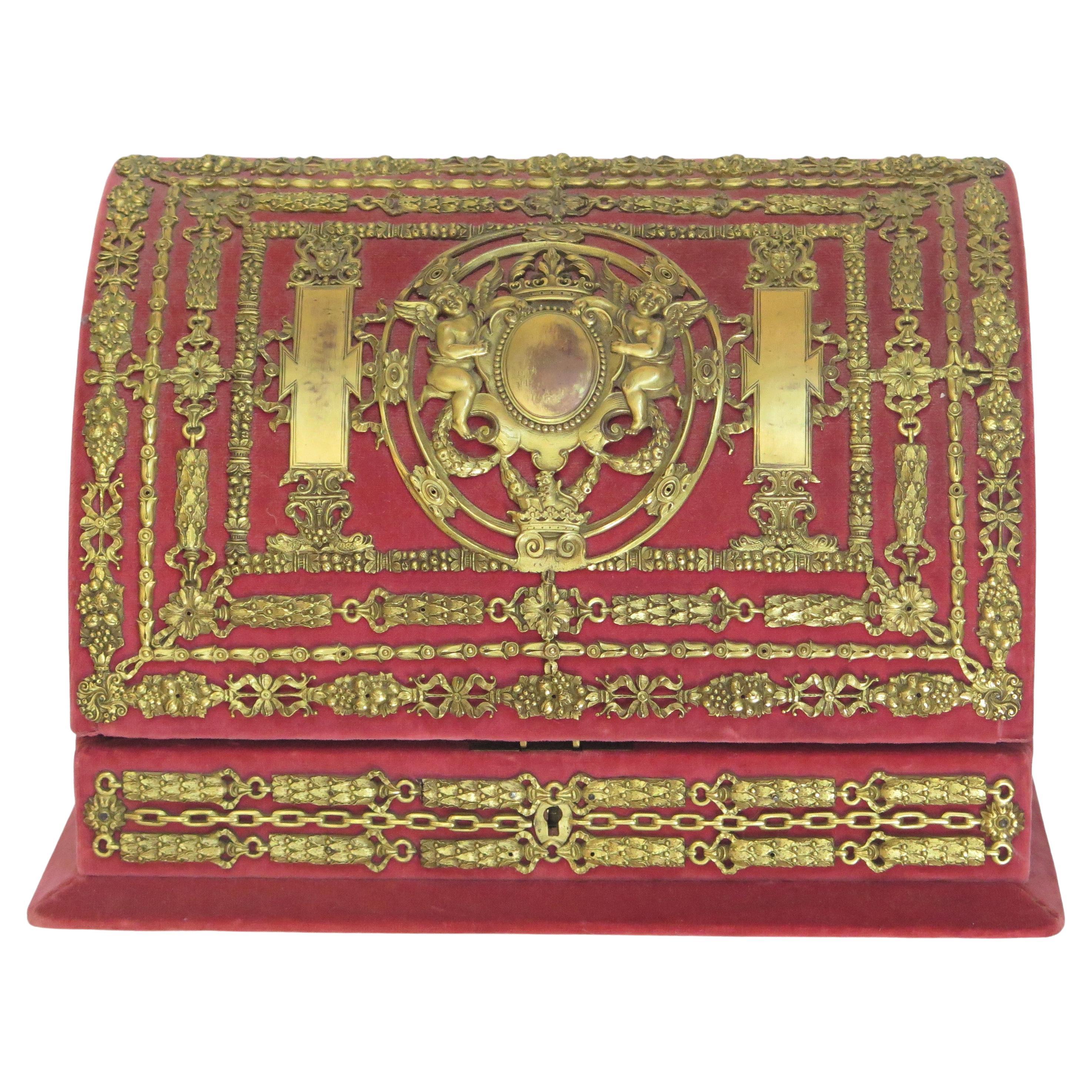 Gilt Bronze Mounted Letter Box in the Style of Edward F. Caldwell & Co. For Sale