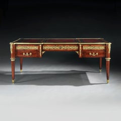 Gilt Bronze Mounted Mahogany Bureau Plat Louis XVI Style Stamped Fournier
