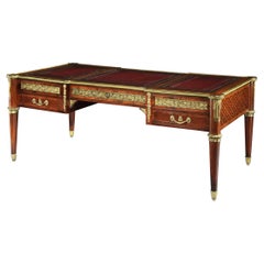 Gilt Bronze Mounted Mahogany Bureau Plat Louis XVI Style Stamped Fournier
