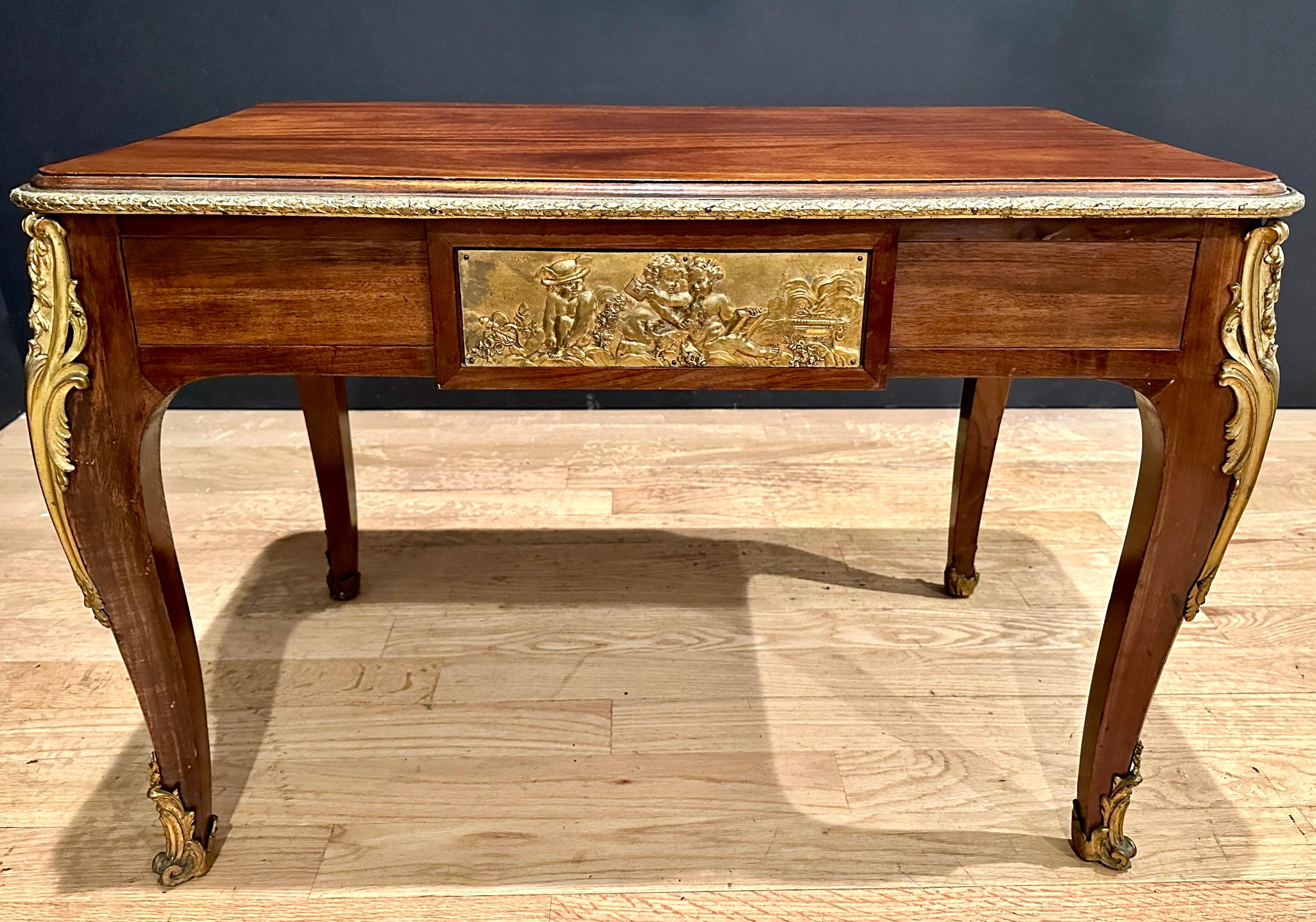 Antique French Gilt Bronze Mounted Louis XV–XVI Transitional Low Table For Sale