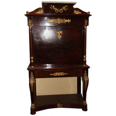 Gilt Bronze-Mounted Mahogany Secretaire a` Abattant in French Empire Style, 1820