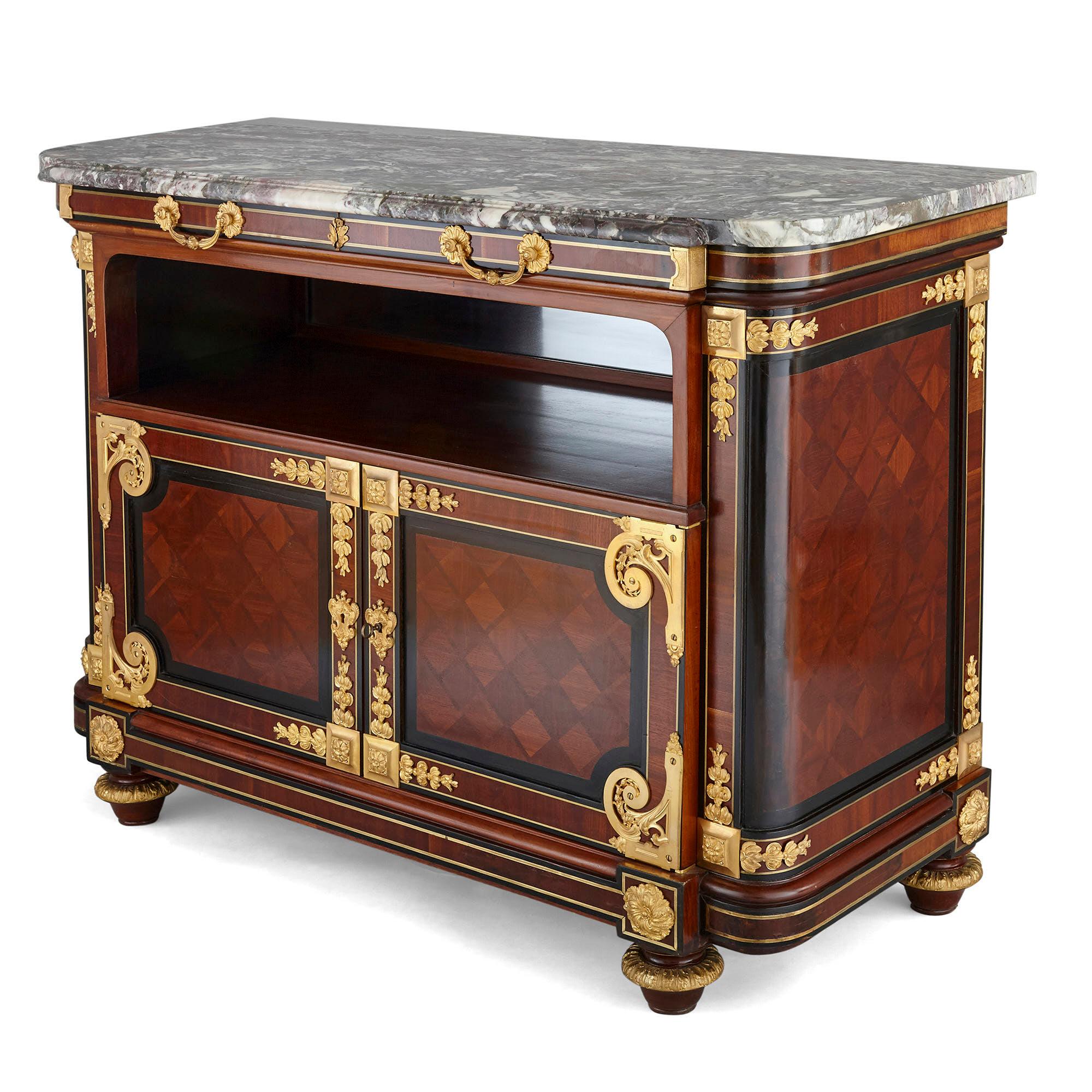Louis XVI Gilt Bronze Mounted Mahogany Side Cabinet by Mercier Frères For Sale