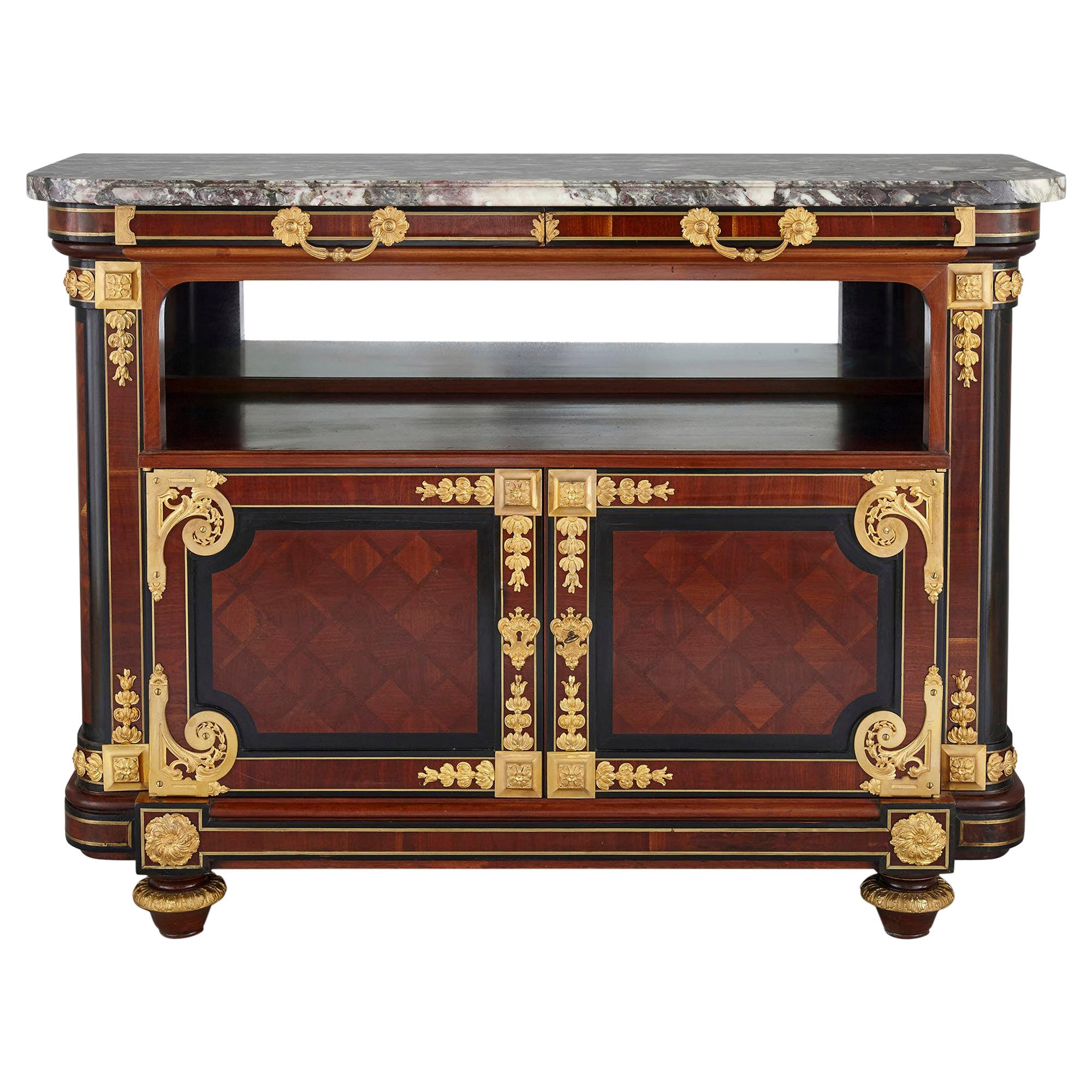 Gilt Bronze Mounted Mahogany Side Cabinet by Mercier Frères For Sale