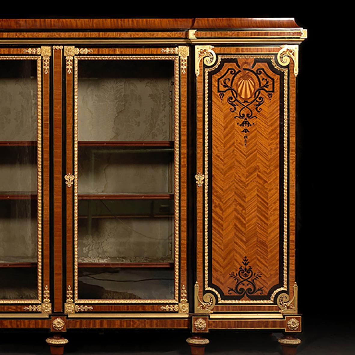 French Gilt-Bronze Mounted Marquetry Inlaid Bookcase For Sale