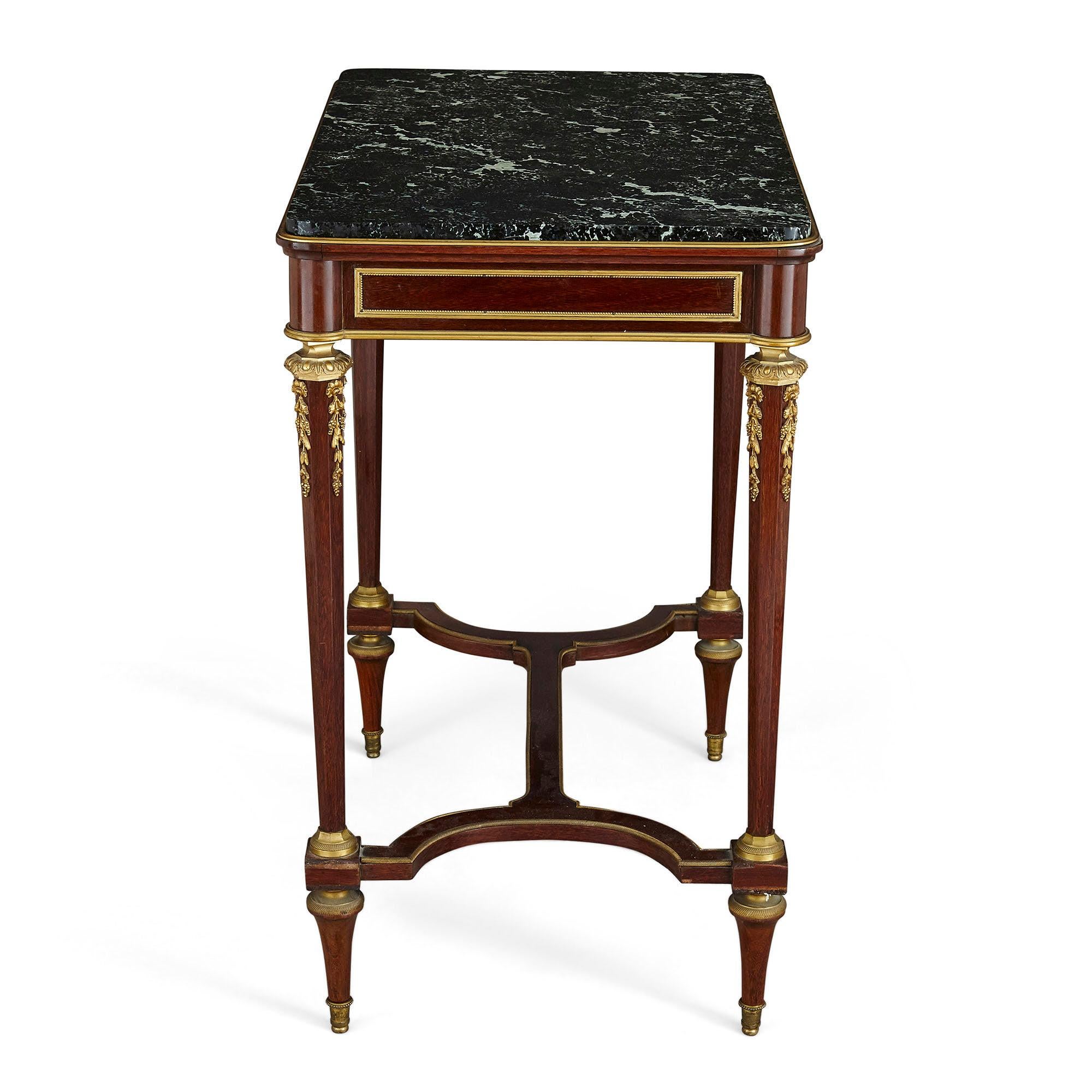 Gilt Bronze Mounted Neoclassical Style Side Table by Thiébaut Frères In Good Condition For Sale In London, GB