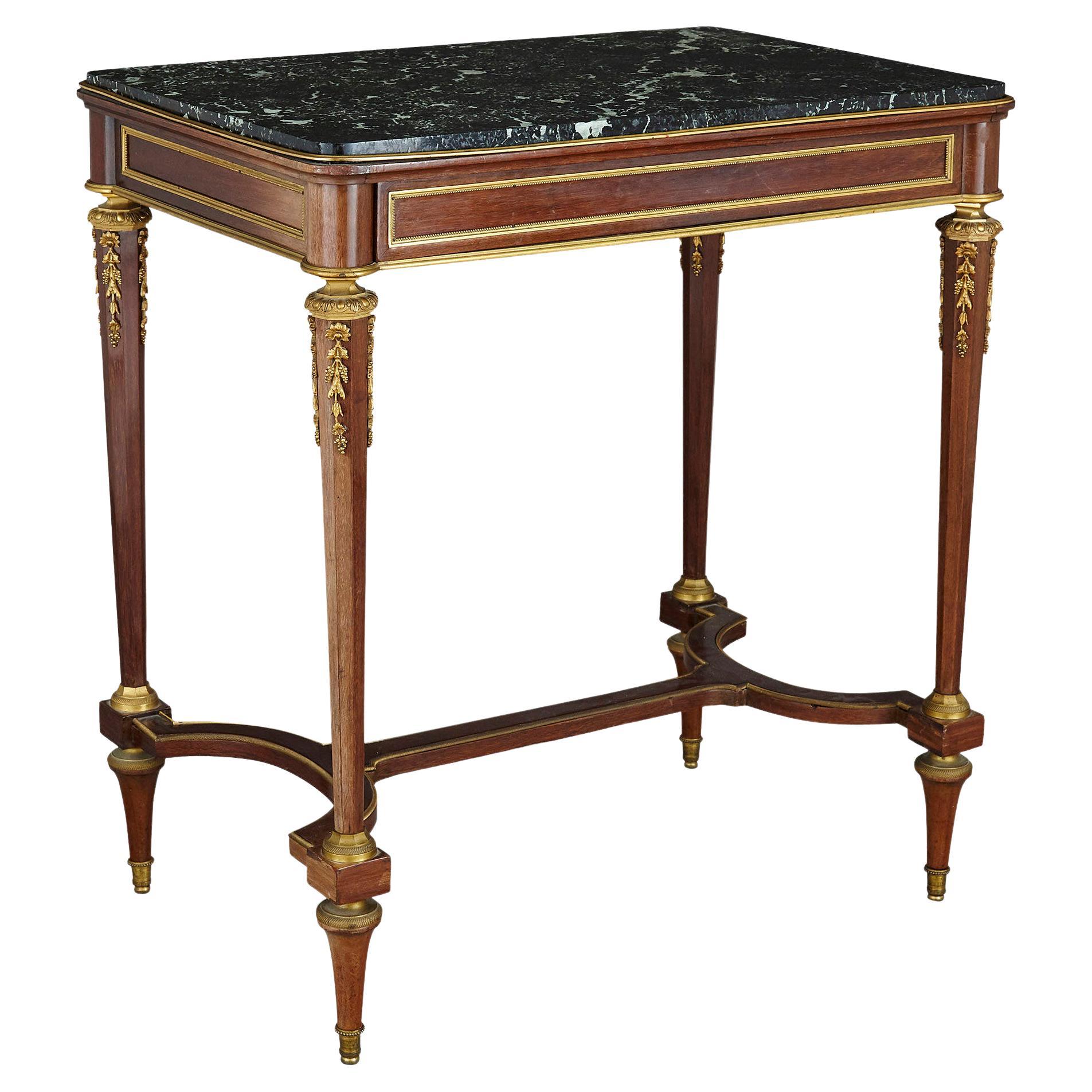 Gilt Bronze Mounted Neoclassical Style Side Table by Thiébaut Frères For Sale