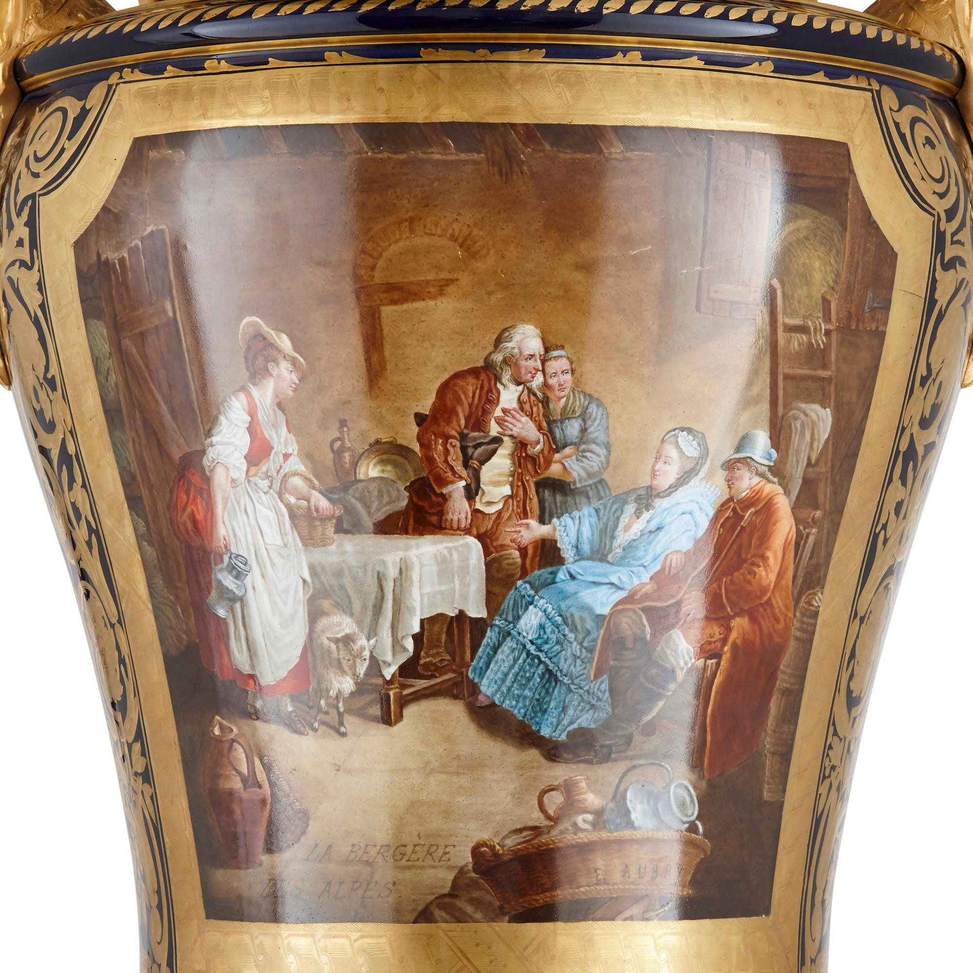 Rococo Gilt Bronze Mounted Porcelain Vase in the Manner of Sèvres For Sale