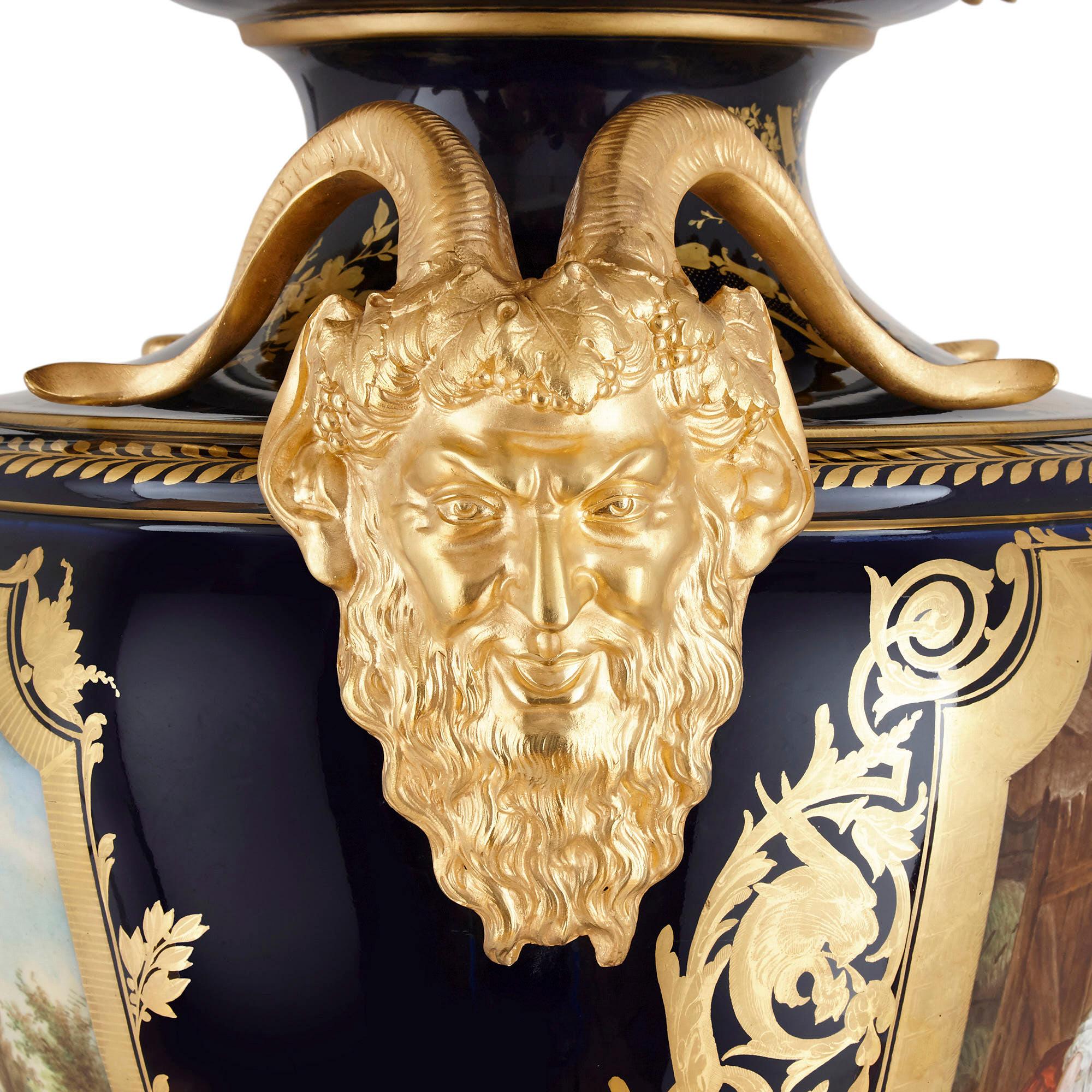 Gilt Bronze Mounted Porcelain Vase in the Manner of Sèvres In Good Condition For Sale In London, GB