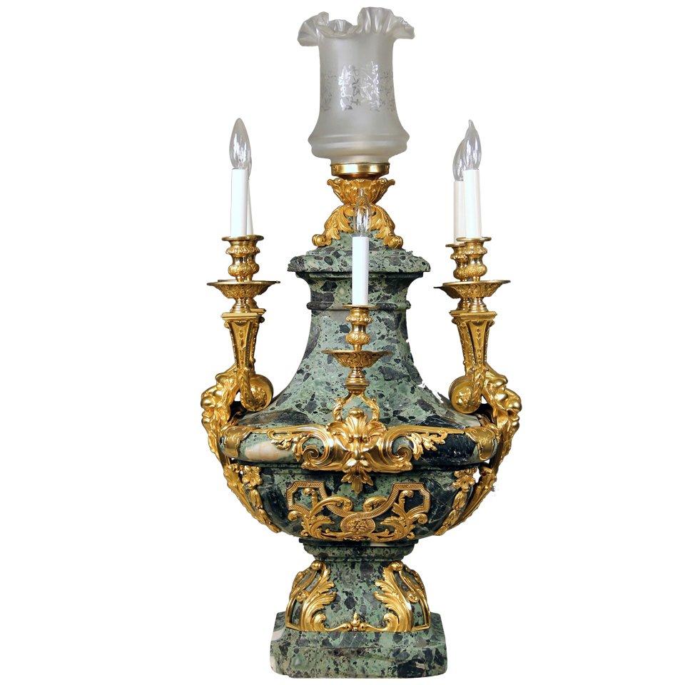 Gilt Bronze Mounted Seven Light Marble Girondale For Sale