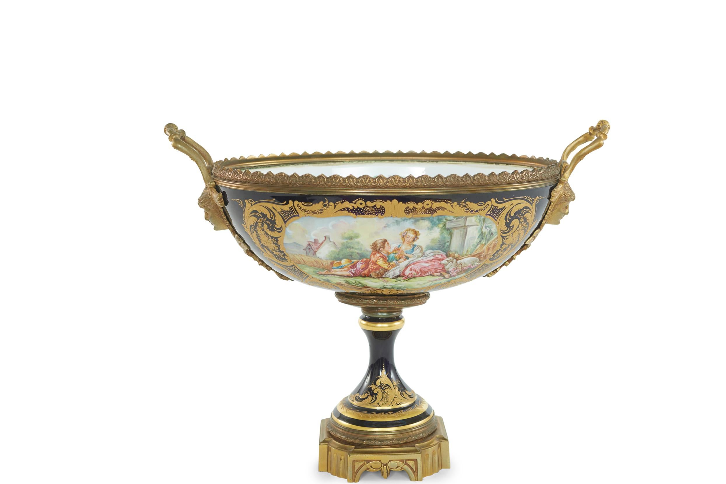 Gilt Bronze Mounted / Sevres Porcelain Centerpiece For Sale 7