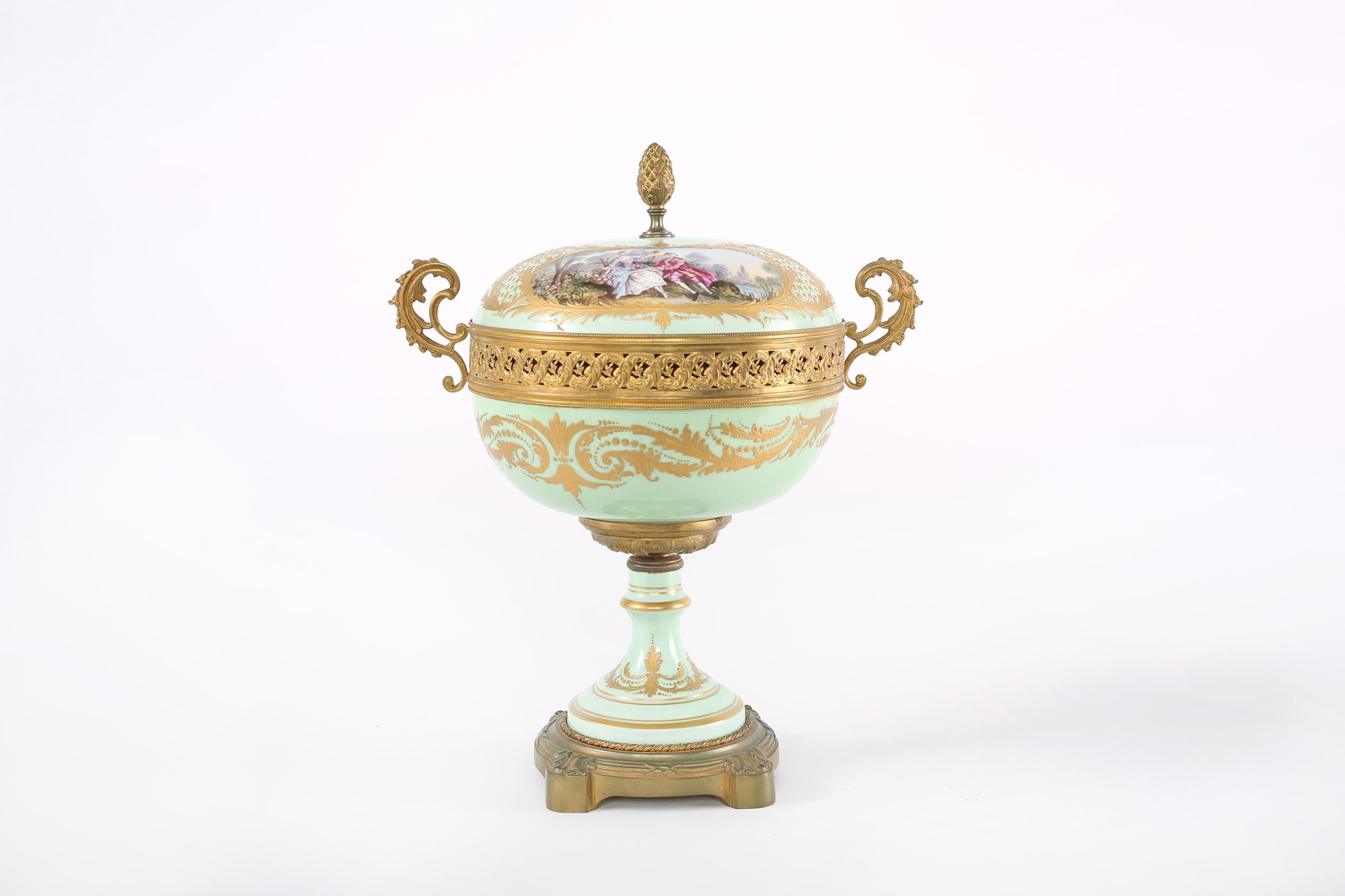 Gilt Bronze Mounted / Sevres Porcelain Covered Urn 6